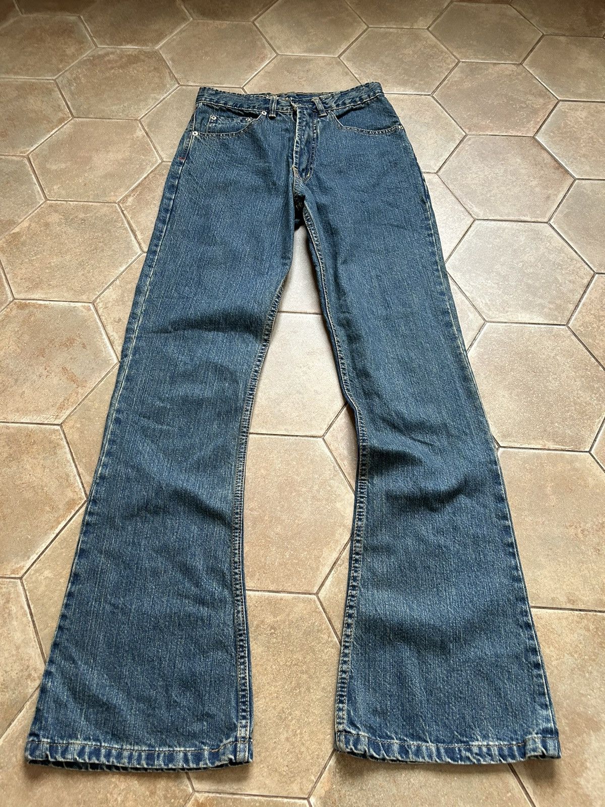 Japanese Brand × Nike Nike Distressed Flared Denim Jeans Bootcut Size 25" / US 0 / IT 36 - 1 Thumbnail