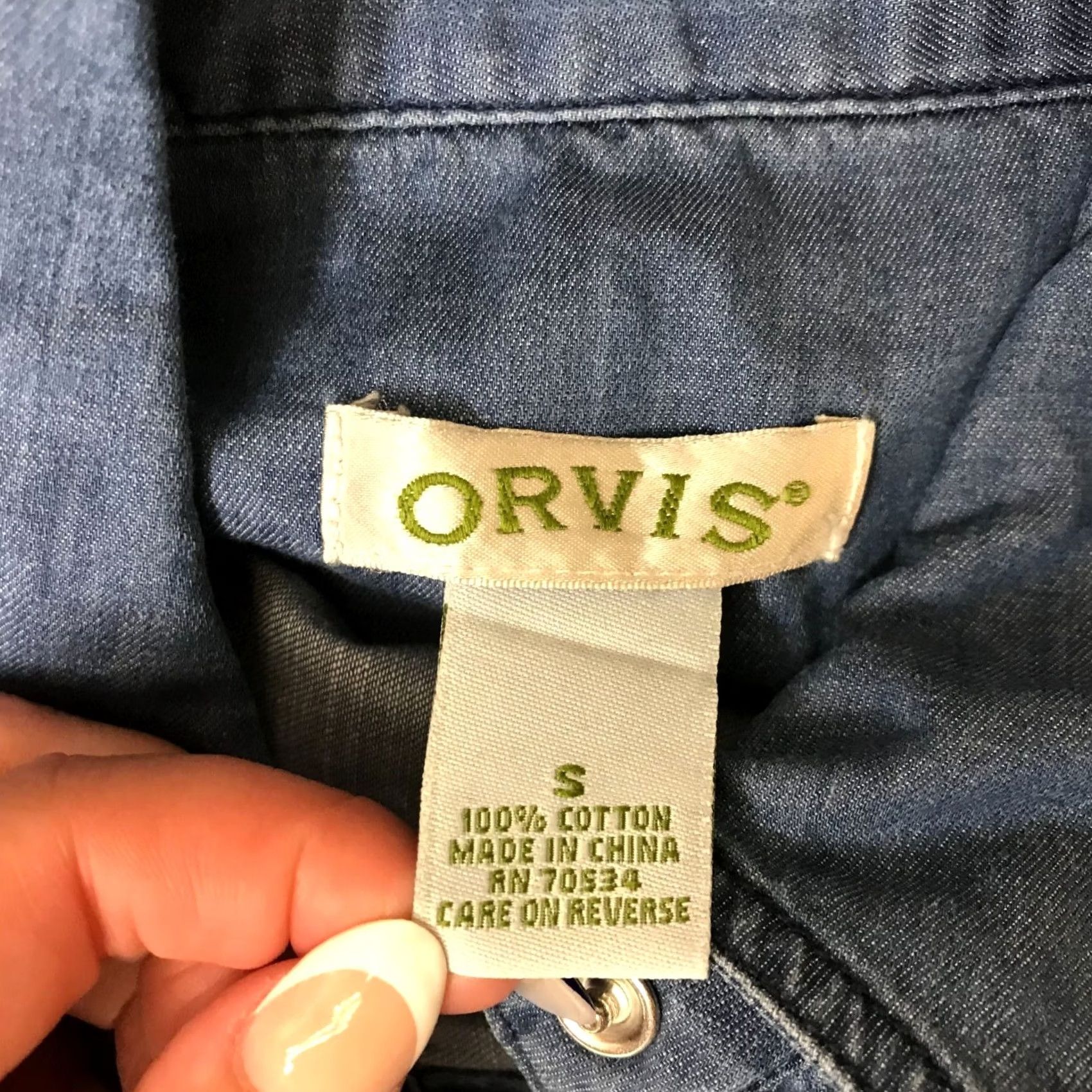 Orvis ORVIS WOMEN'S SMALL BLUE DENIM LONG SLEEVE SNAP COTTON TOP SHIRT Size S / US 4 / IT 40 - 7 Thumbnail