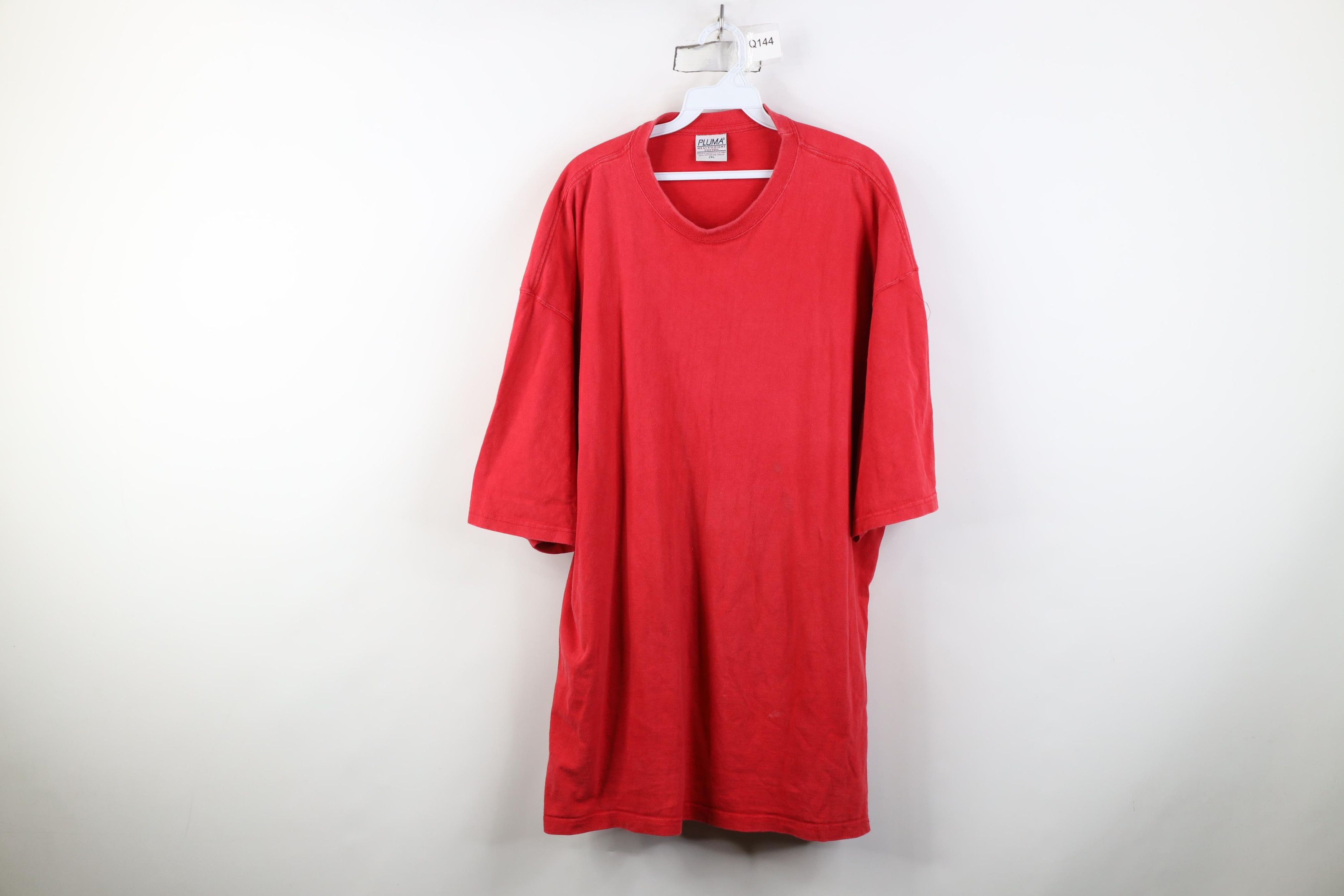 Vintage Vintage 90s Streetwear Blank Heavyweight Cotton T-Shirt Red Size US XXL / EU 58 / 5 - 1 Thumbnail