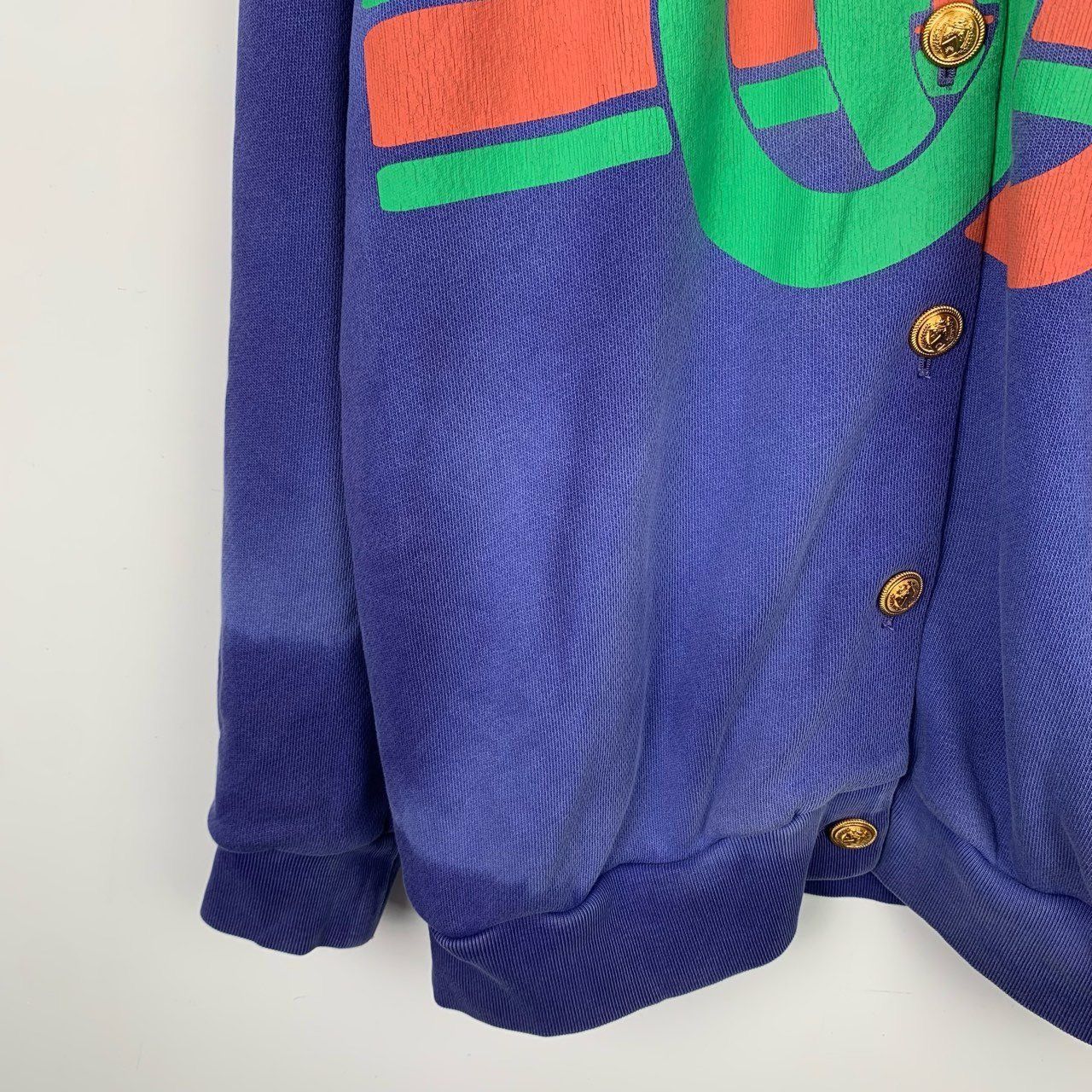 Gucci Gucci Logo-Print Tie-Dye Effect Blue Cotton Cardigan (Size X Size US XS / EU 42 / 0 - 6 Thumbnail