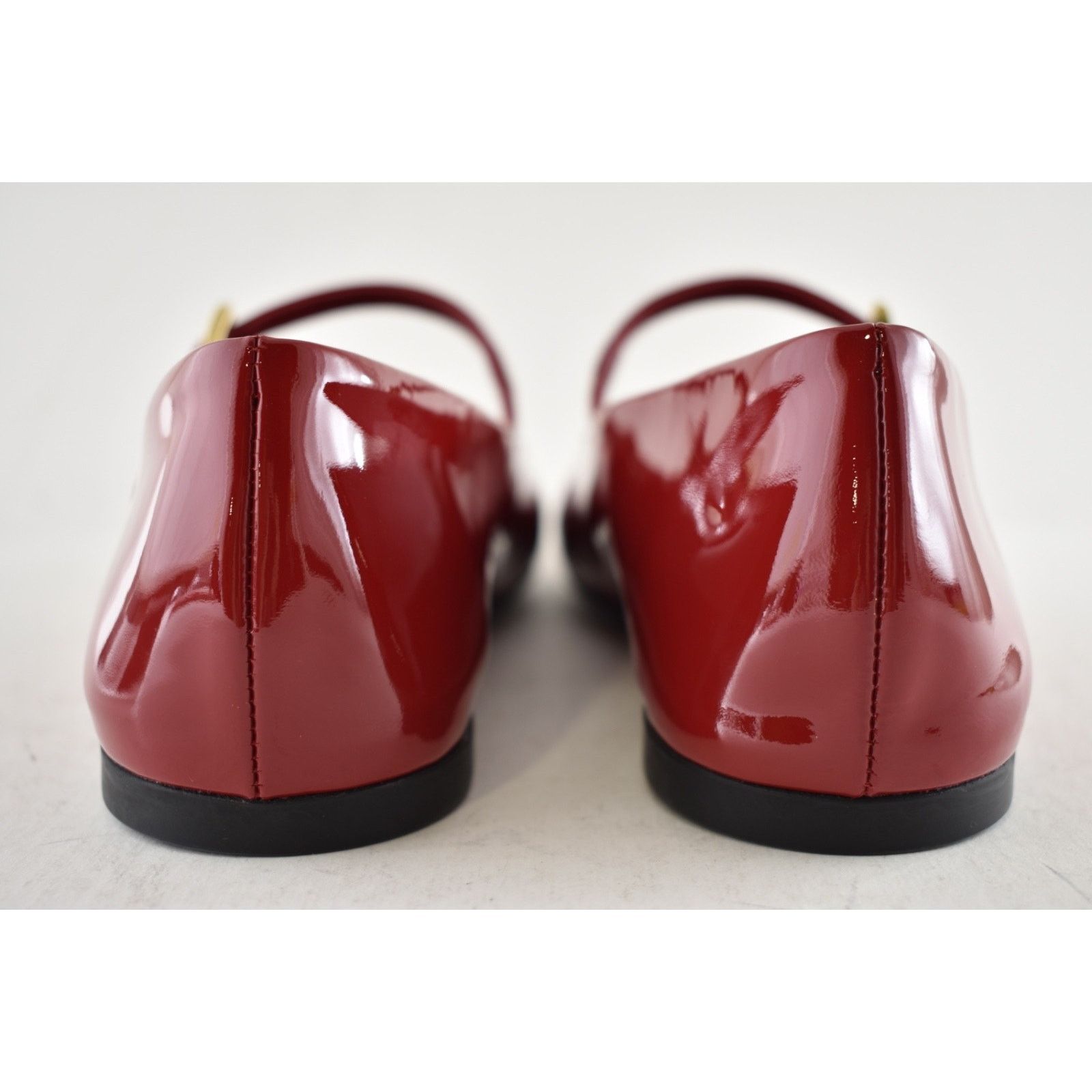 Prada Prada Cherry Red Patent Gold Triangle Logo Mary Jane Size US 8.5 / IT 38.5 - 15 Thumbnail