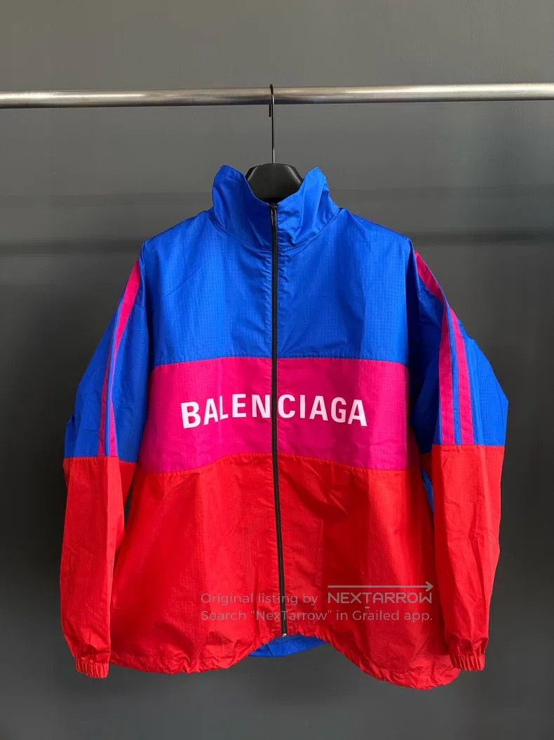 Balenciaga Balenciaga Red and Blue Contrast Big Logo Windbreaker Jack Size XS / US 0-2 / IT 36-38 - 1 Thumbnail