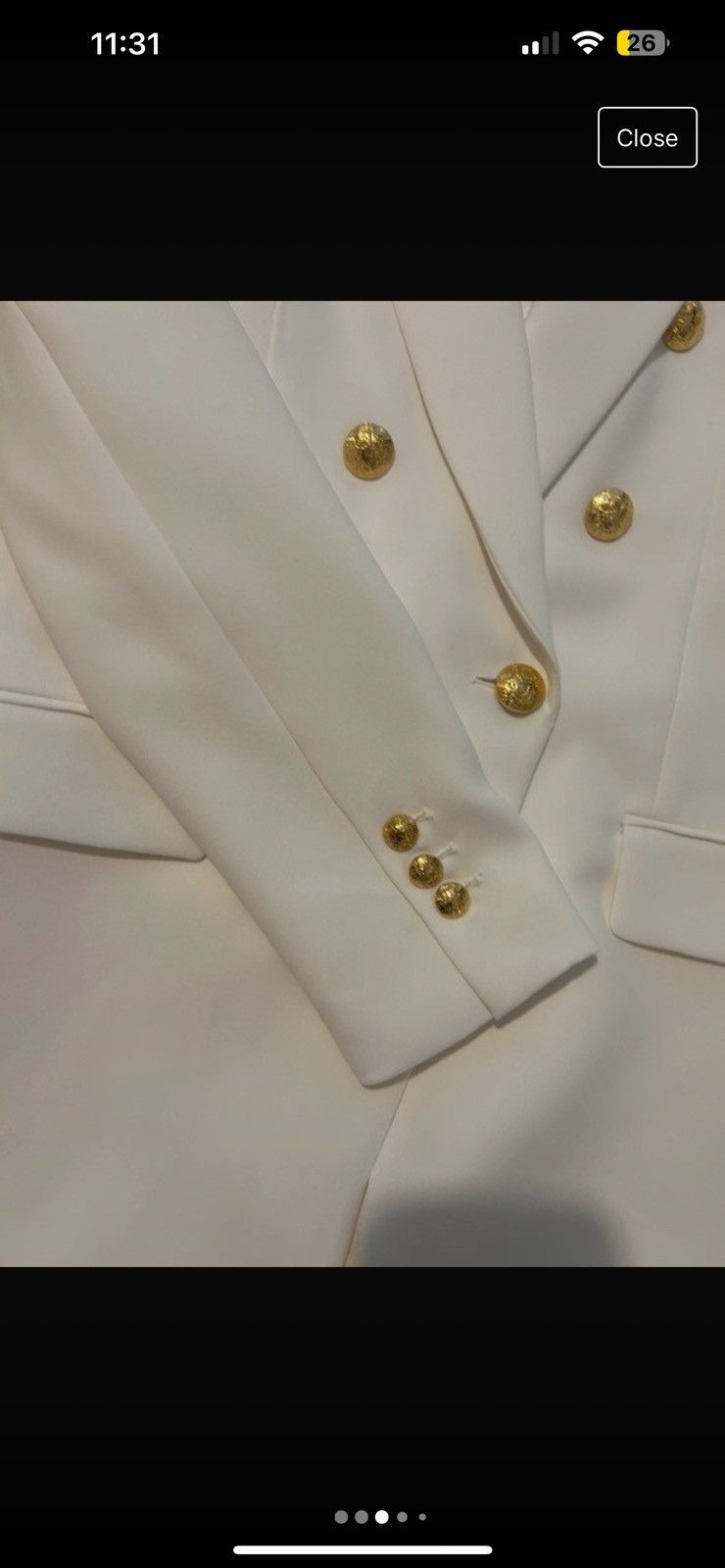 Zara White blazer embellished gold buttons Size S / US 4 / IT 40 - 4 Thumbnail