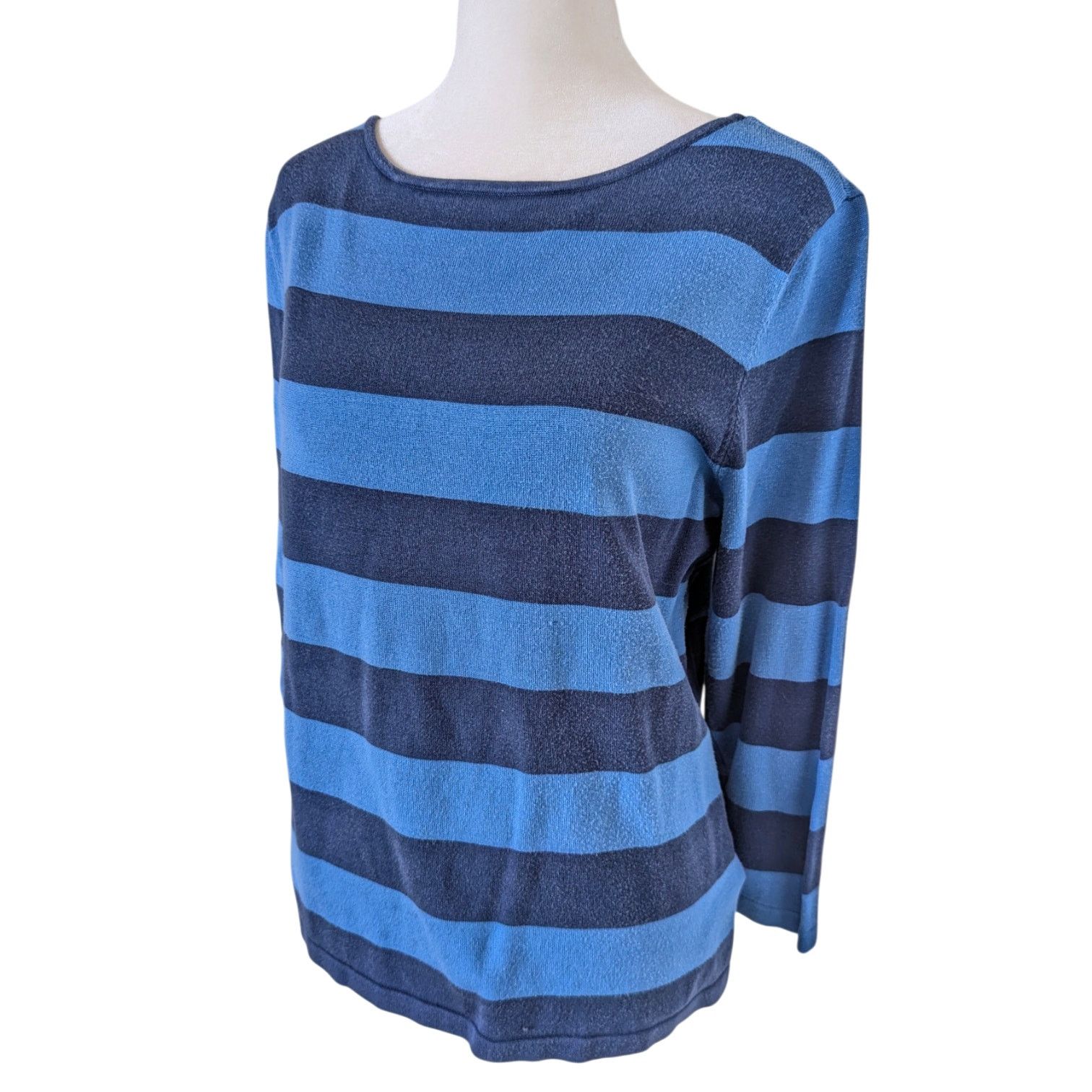 Lauren Ralph Lauren Y2K Lauren Ralph Lauren Silk Blue Striped Boat Neck Top Size M / US 6-8 / IT 42-44 - 3 Thumbnail