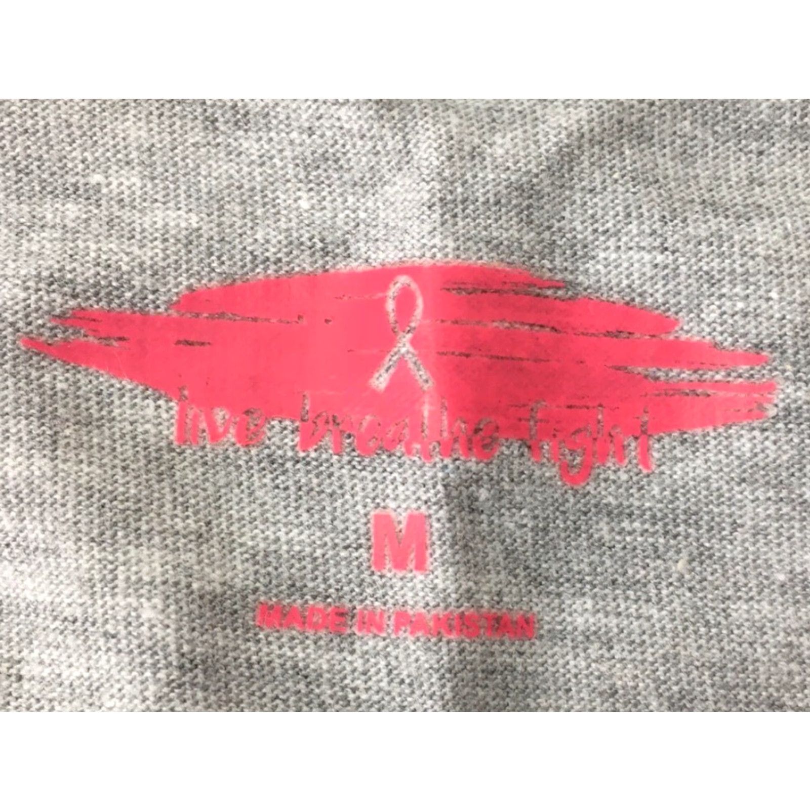 Vintage Live Breathe Fight Womens T-Shirt Gray Heathered Lips Stronger Together M Womens V Neck Casual Graphic Lips Pink Accent Size M / US 6-8 / IT 42-44 - 5 Thumbnail