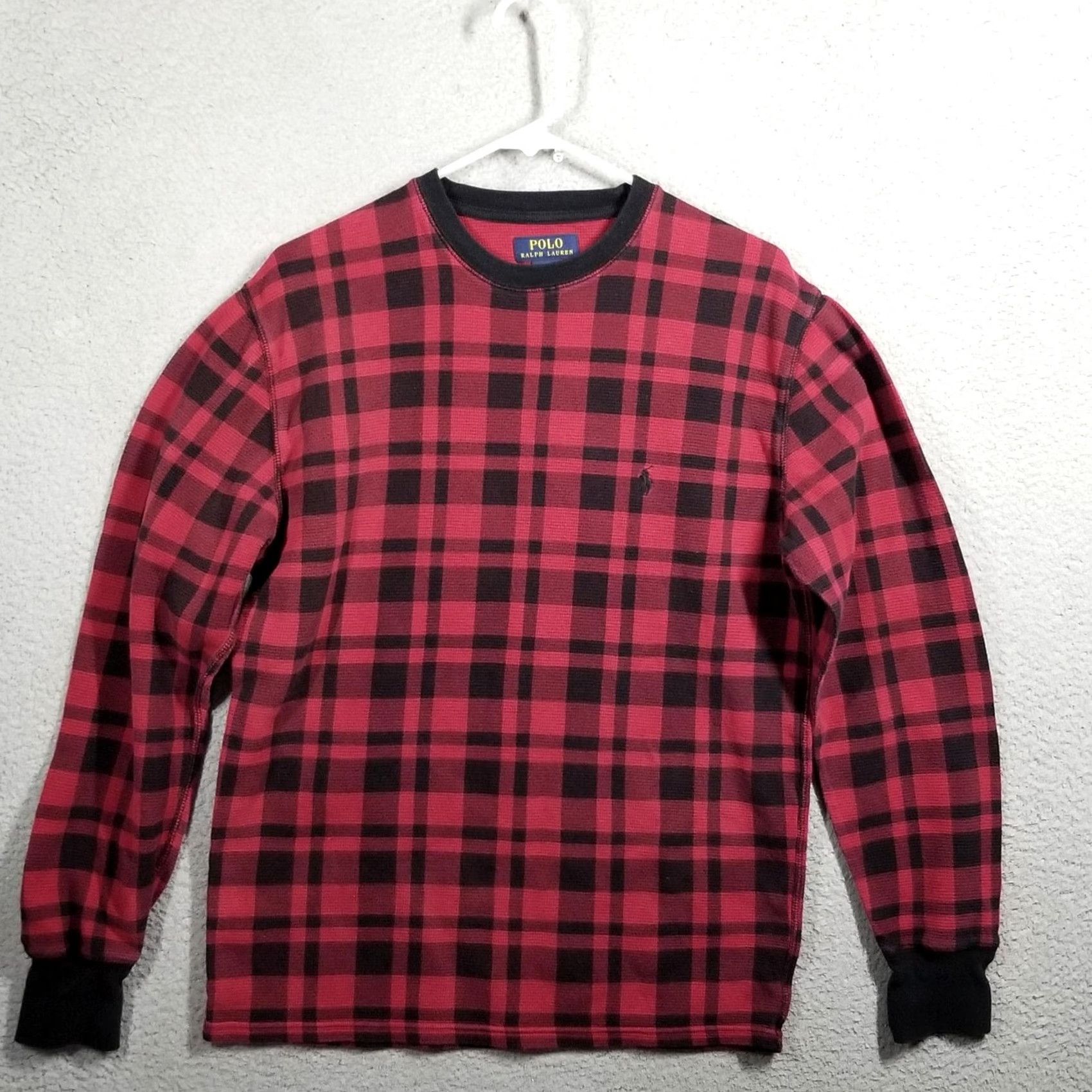 Polo Ralph Lauren Polo Ralph Lauren Sweater Mens Large Red Plaid Thermal Crewneck Knit Pullover Size US L / EU 52-54 / 3 - 2 Thumbnail