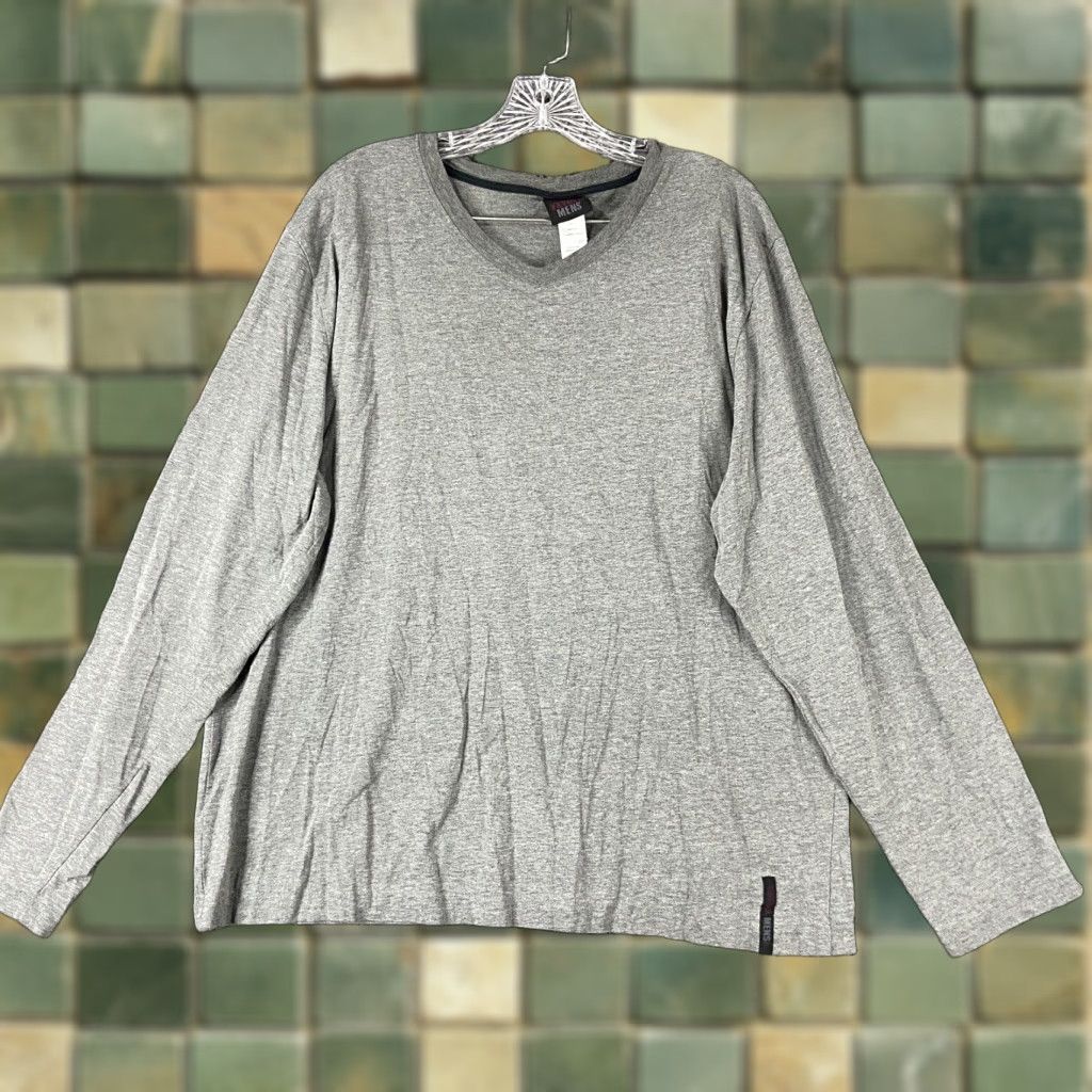 Vintage Vayola Men’s Long Sleeve V-Neck T-Shirt, Gray, XL Size US XL / EU 56 / 4 - 1 Thumbnail