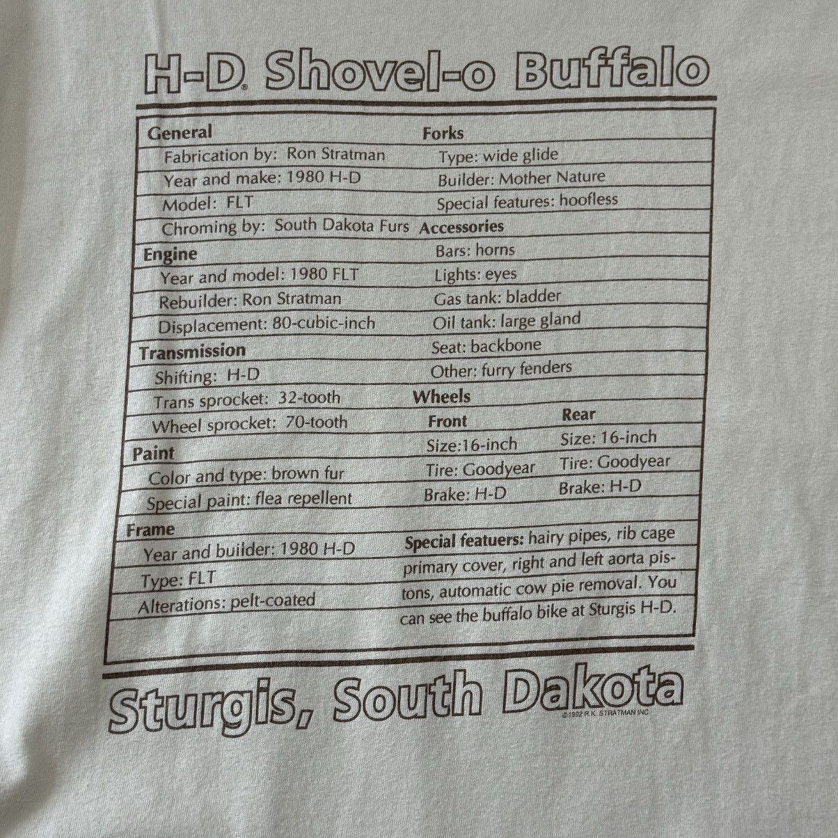 Harley Davidson × Vintage 1992 Sturgis Shovel-O Buffalo Motorcycle T-Shirt Size US XL / EU 56 / 4 - 7 Thumbnail