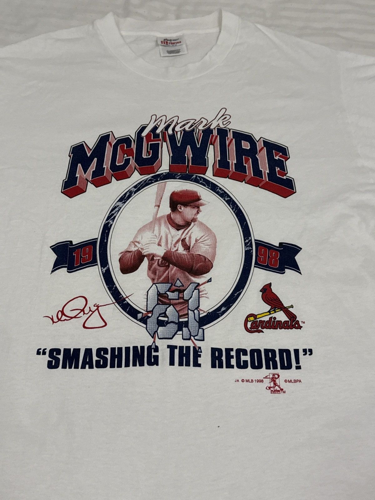 Hanes × Vintage 1998 Mark McGwire 70 HR T-Shirt VTG MLB L Hanes USA Fabric Size US L / EU 52-54 / 3 - 2 Thumbnail