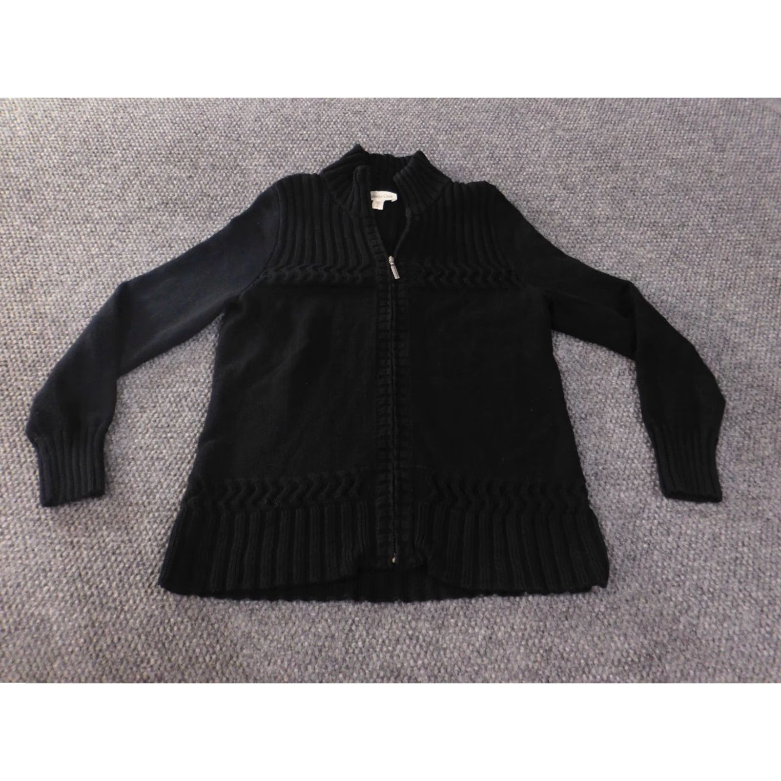 Coldwater Creek Coldwater Creek Sweater Womens Small Black Zip Mock Knit Stretch Cotton Classic Knit Sweater Size S / US 4 / IT 40 - 2 Thumbnail