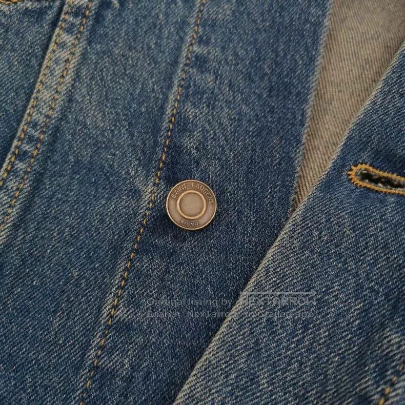 Saint Laurent Paris Saint Laurent Paris Blue Studded Rhinestone Distressed Den Size US XS / EU 42 / 0 - 7 Thumbnail