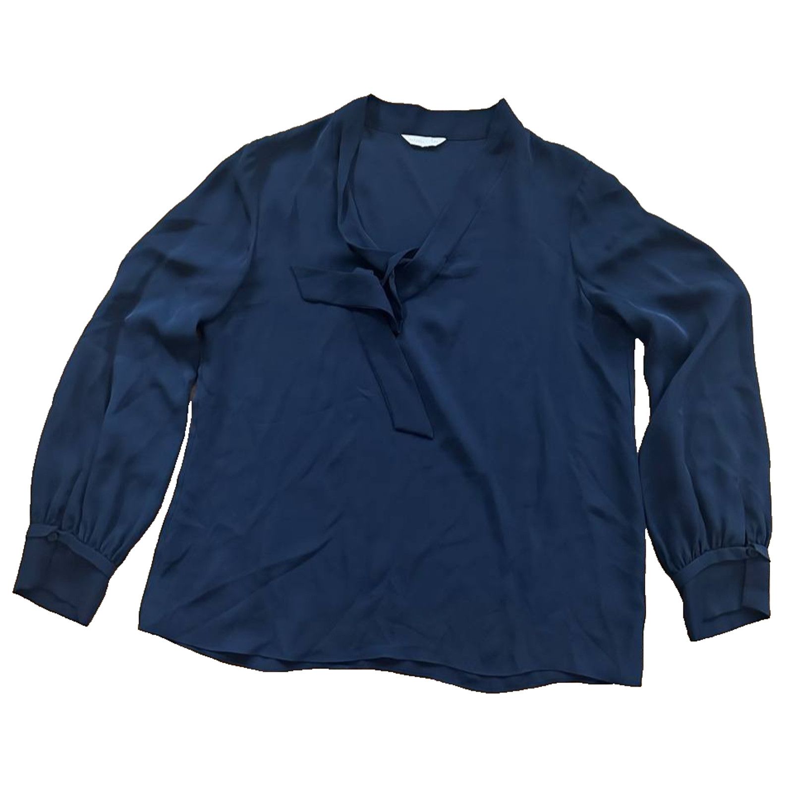 Rebecca Taylor Rebecca Taylor Sophie 100% Silk Navy Top Size L A000987 Size L / US 10 / IT 46 - 2 Thumbnail