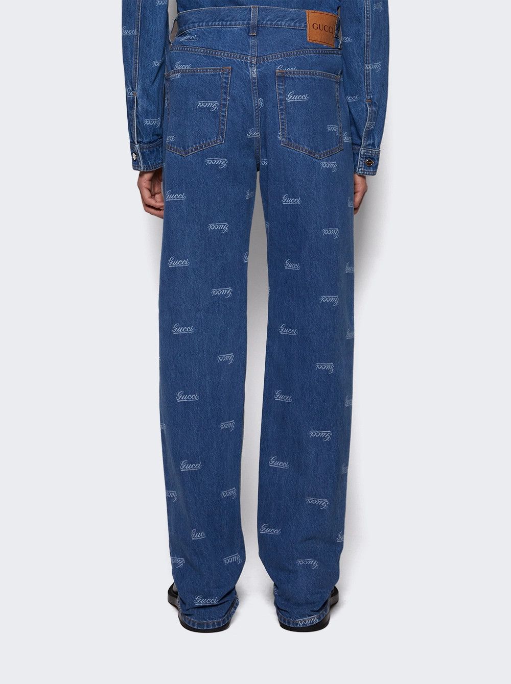 Gucci o1loc1c0925 Denim Pant With Lasered Gucci Details in Blue Size US 32 / EU 48 - 4 Thumbnail