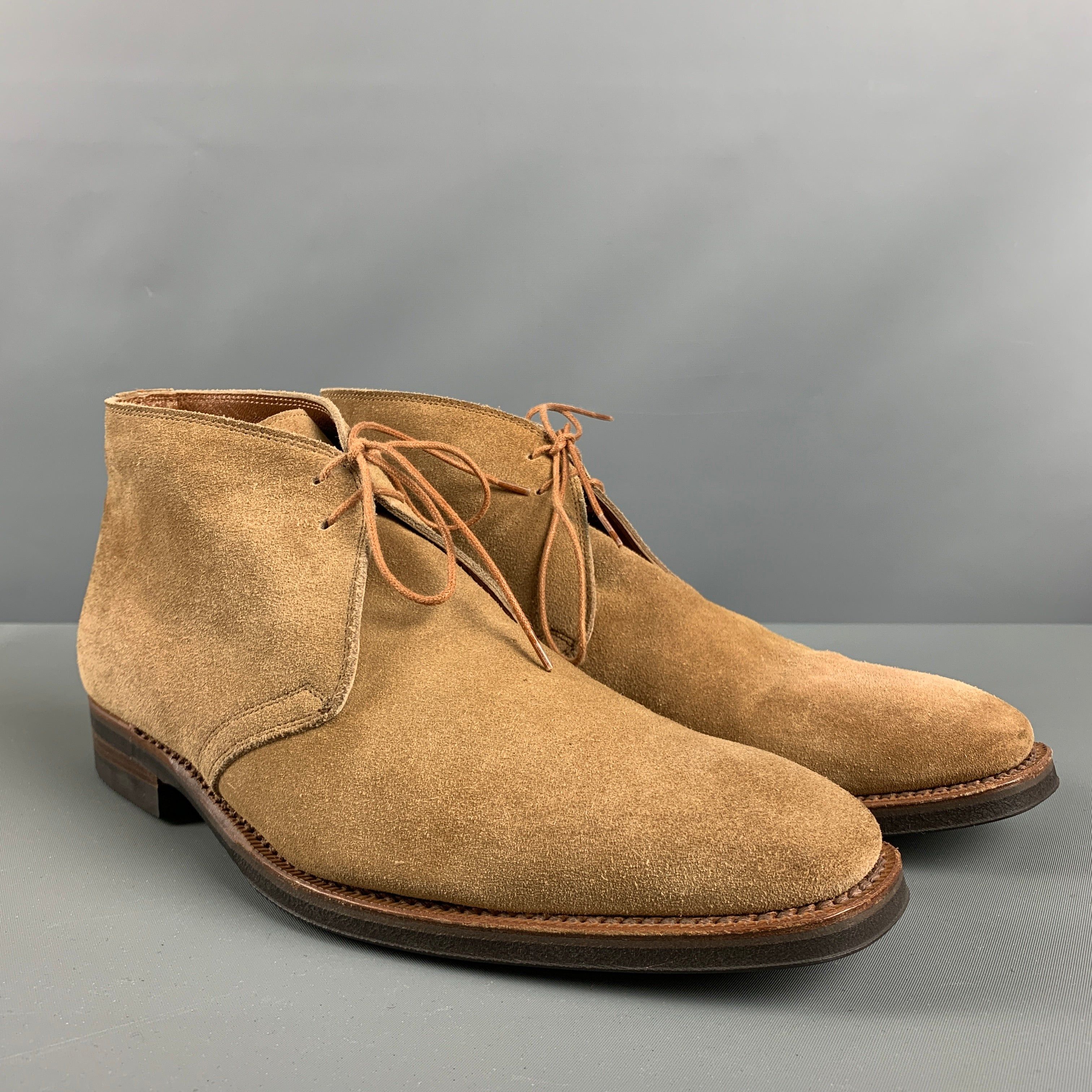 image of Battistoni Camel Suede Lace Up Boots, Men's (Size 7)