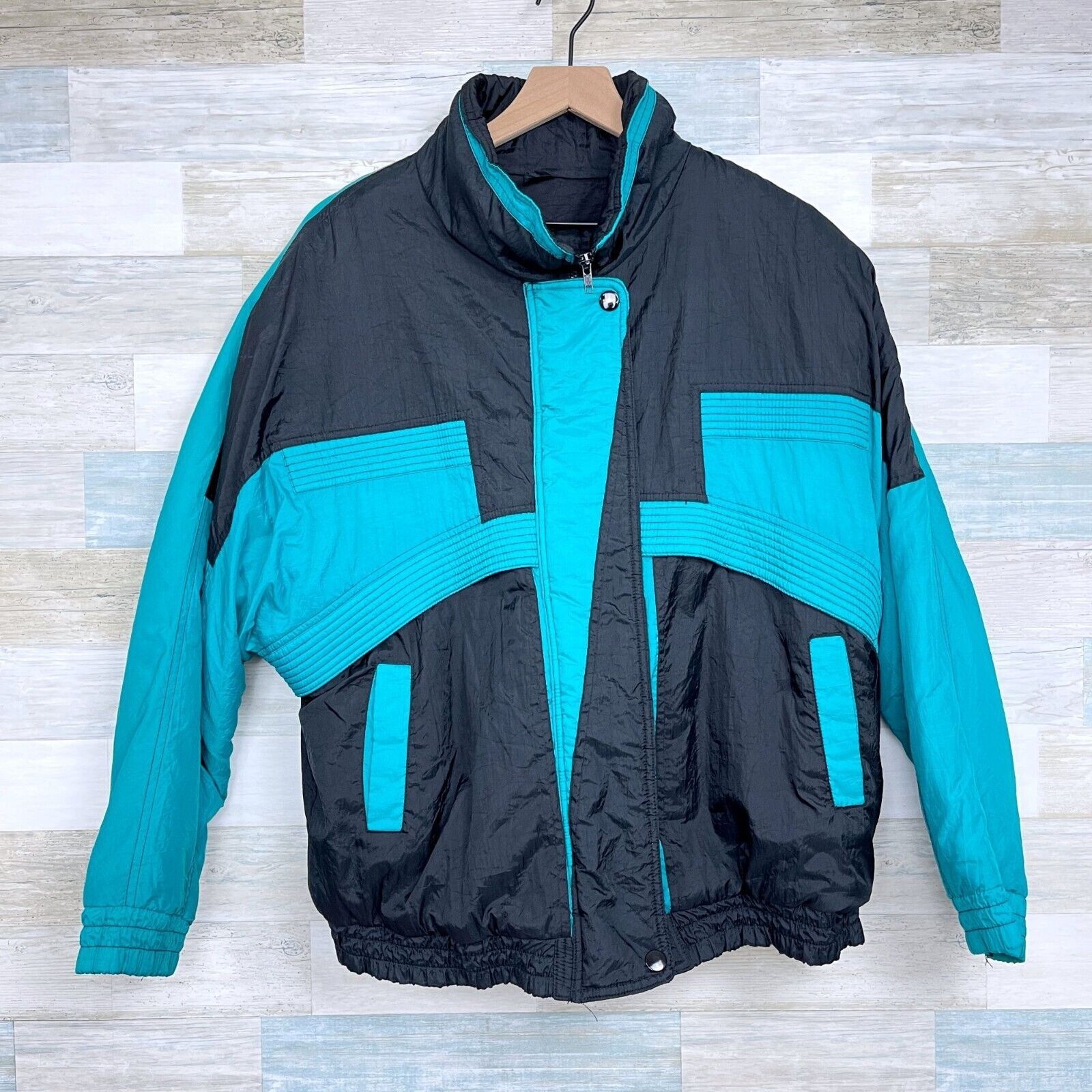 Other Gitano Retro Nylon Puffer Ski Jacket Black Green VTG Mens M Size US M / EU 48-50 / 2 - 1 Thumbnail