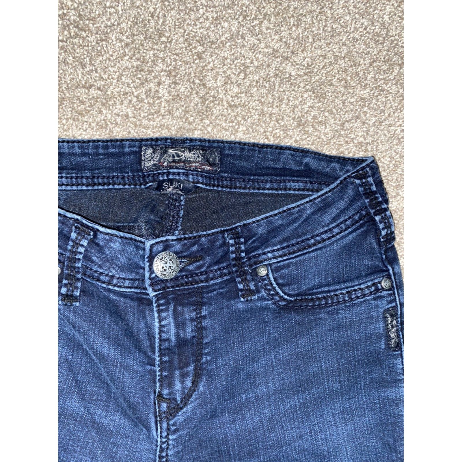 Silver Jeans Co. Silver Jeans Womens Jeans Dark Blue High Super Skinny Sz W27/L31 Regular 27 Womens Size 27" / US 4 / IT 40 - 3 Thumbnail