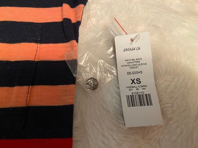 Garage Garage Striped Henley Top Ladies Junior Size XS NWT Size XS / US 0-2 / IT 36-38 - 6 Thumbnail