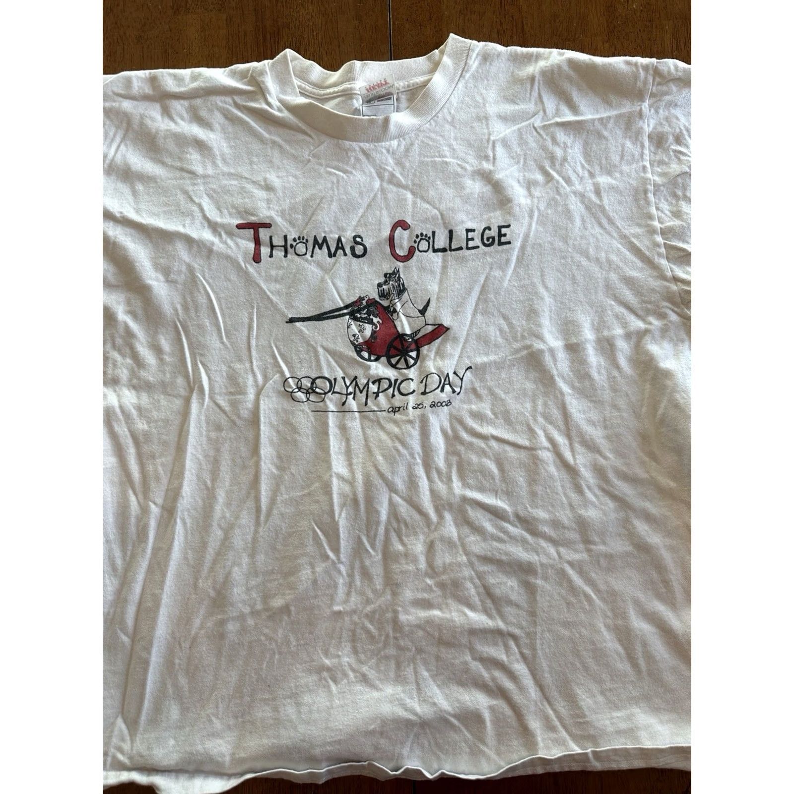 Fruit Of The Loom VINTAGE Thomas College Olympic Day T Shirt White XL 2003 Fruit of the Loom Mens Size US XL / EU 56 / 4 - 2 Thumbnail