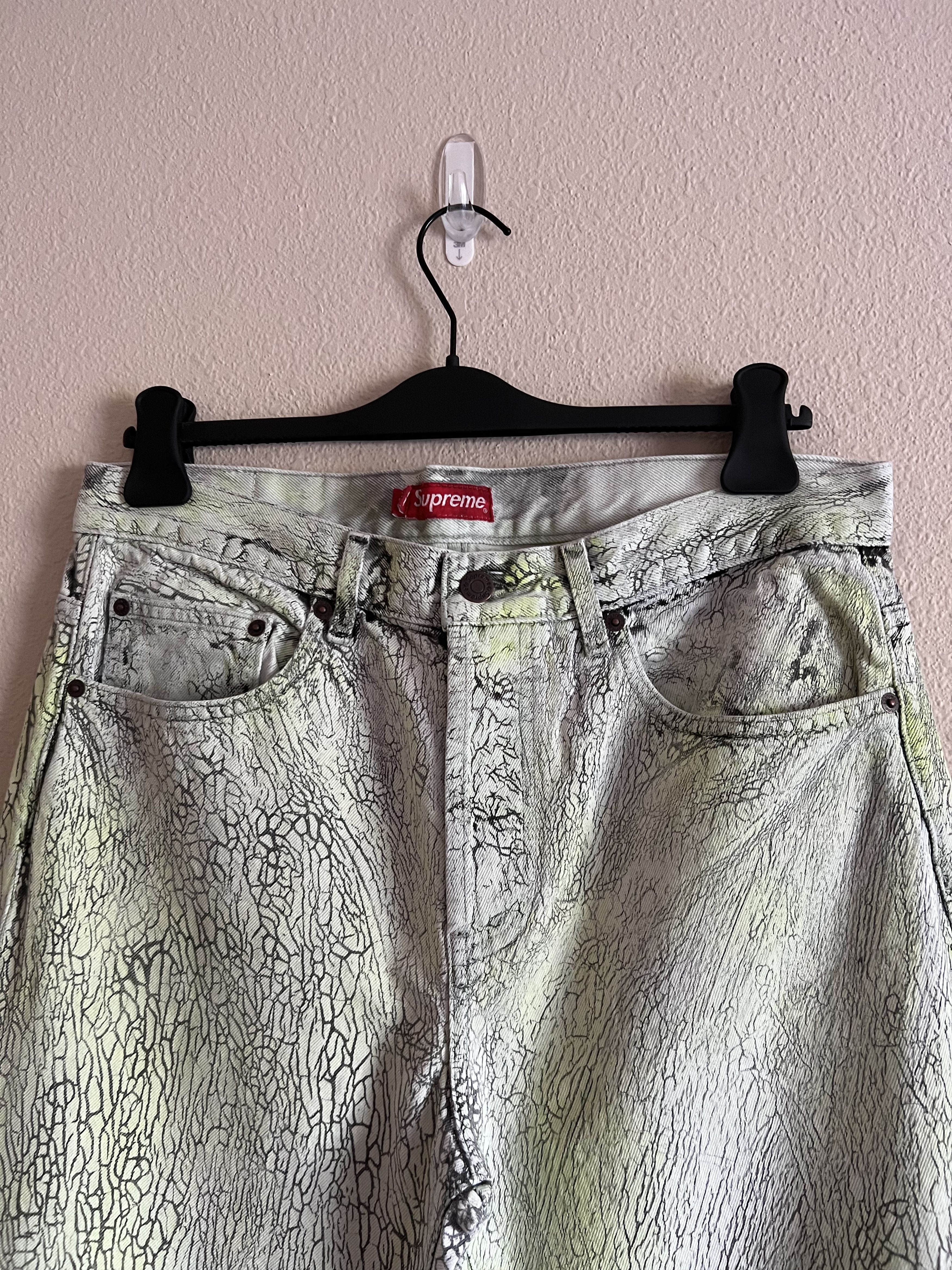 image of Supreme Crackle Regular Jeans In Multicolor Green, Men's (Size 32)