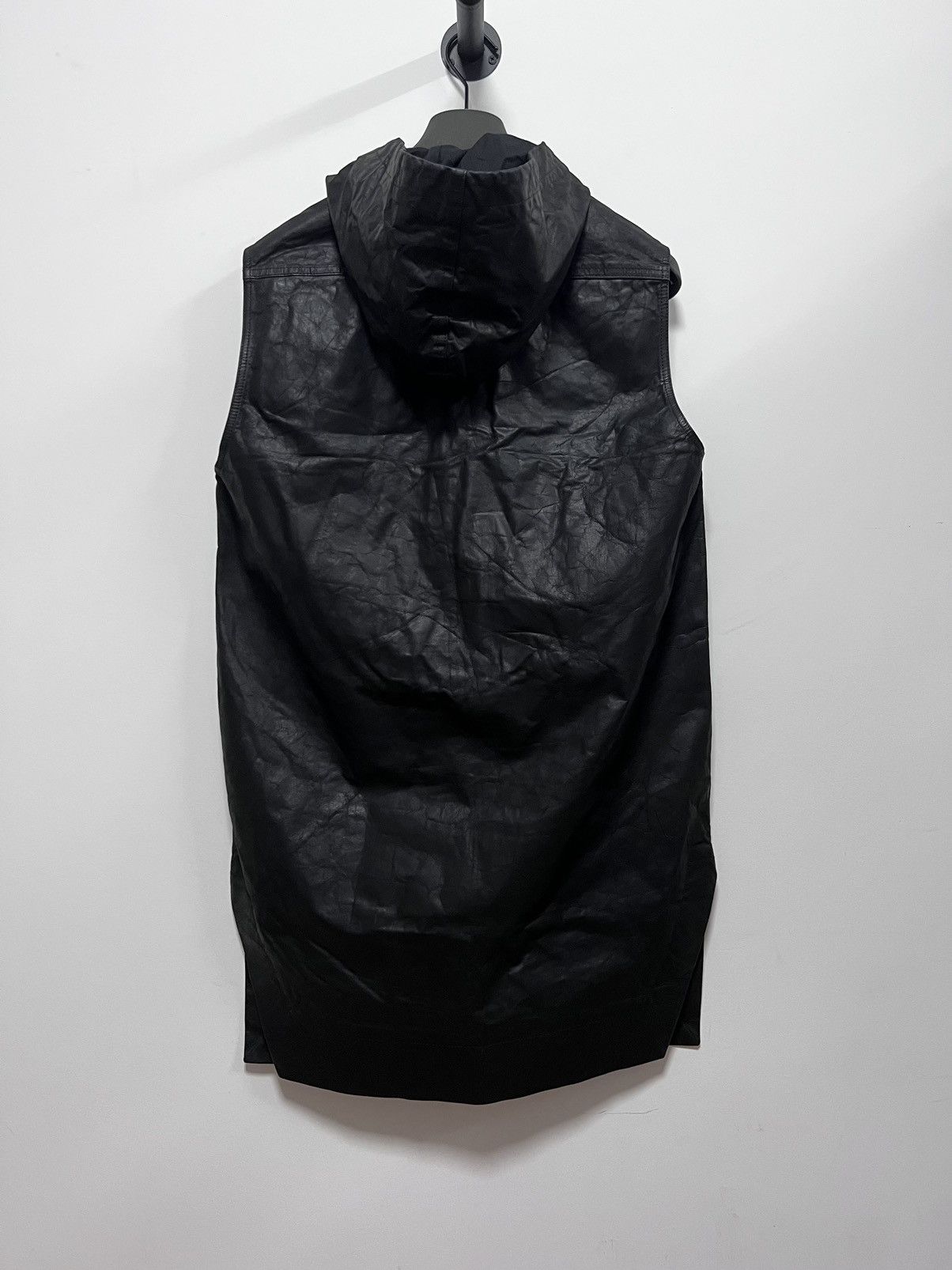 Rick Owens Rick Owens LeatherSleeveless Hoodie Hooded Vest Size US S / EU 44-46 / 1 - 6 Thumbnail