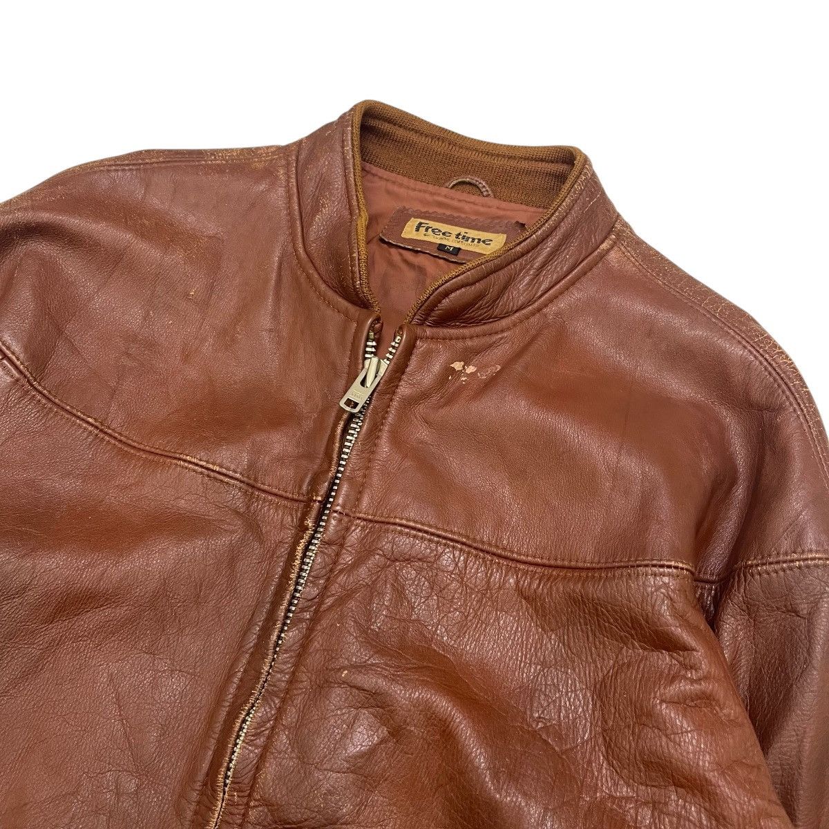 Genuine Leather Vintage Free Time Leather Bomber Jacket Size US S / EU 44-46 / 1 - 11 Thumbnail