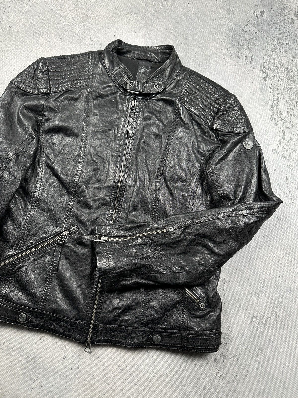 Leather Gipsy Archive Y2K Black Leather Moto Biker Jacket Womens 90s Size M / US 6-8 / IT 42-44 - 8 Thumbnail