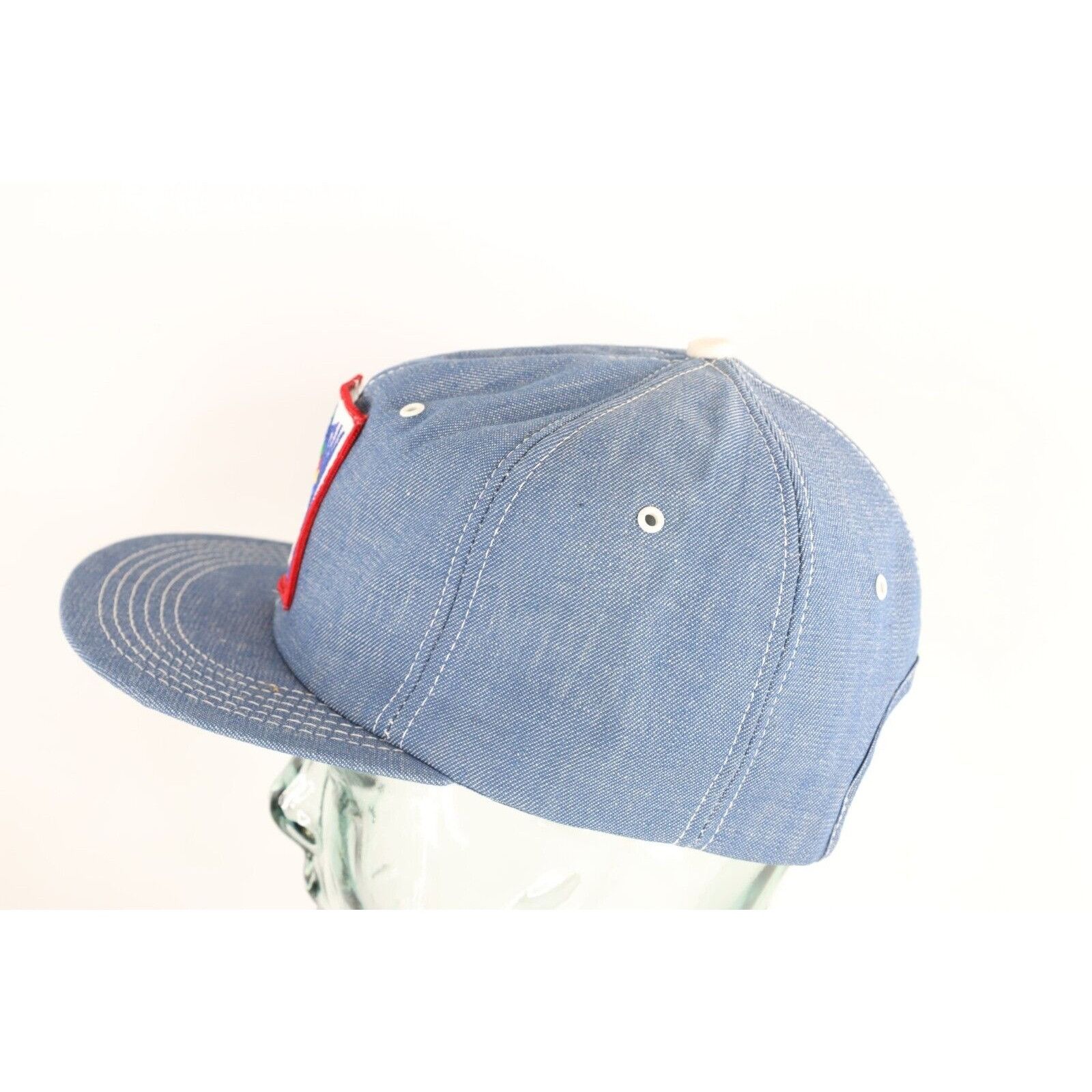 Vintage Vintage 80s K Brand BFI Garbage Can Patch Chambray Denim Hat Size ONE SIZE - 3 Thumbnail