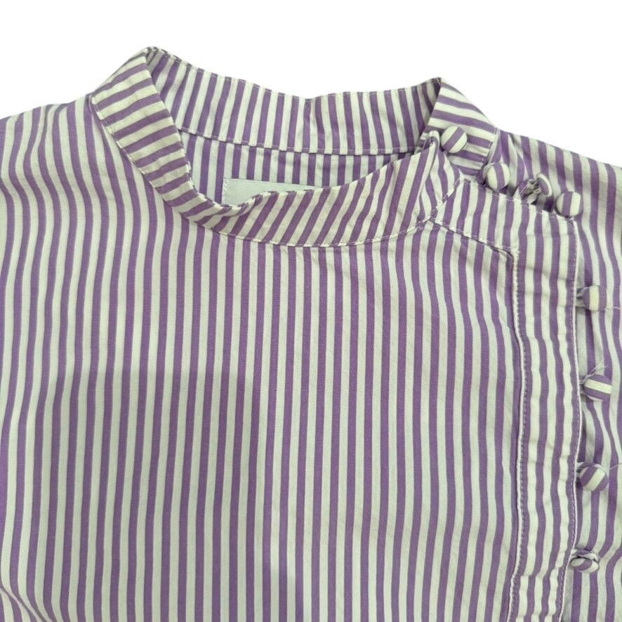 Adam Lippes Adam Lippes x RTR Tie Neck Stripped Top in Purple, Size US 4 Size S / US 4 / IT 40 - 6 Thumbnail