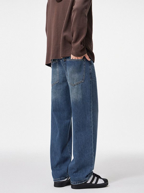 Japanese Brand Men's Retro Washed Loose Casual Cleanfit Straight Leg Jeans Size US 32 / EU 48 - 4 Thumbnail