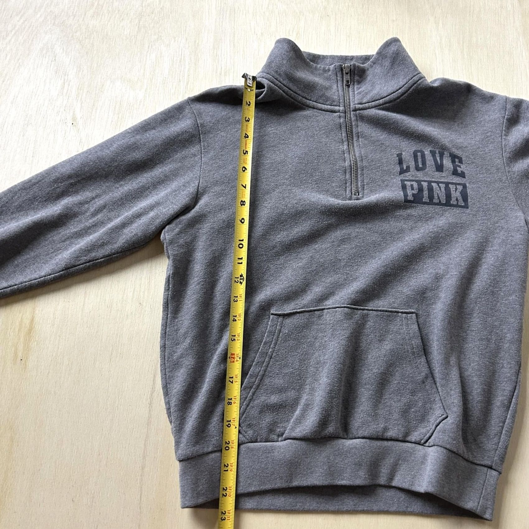 Pinko PINK Sweatshirt Womens XS Gray 1/4 Zip Pullover Love PINK Mock Neck Raglan Sleeve Kangaroo Pocket Casual Pullover Shirt Size XS / US 0-2 / IT 36-38 - 5 Thumbnail