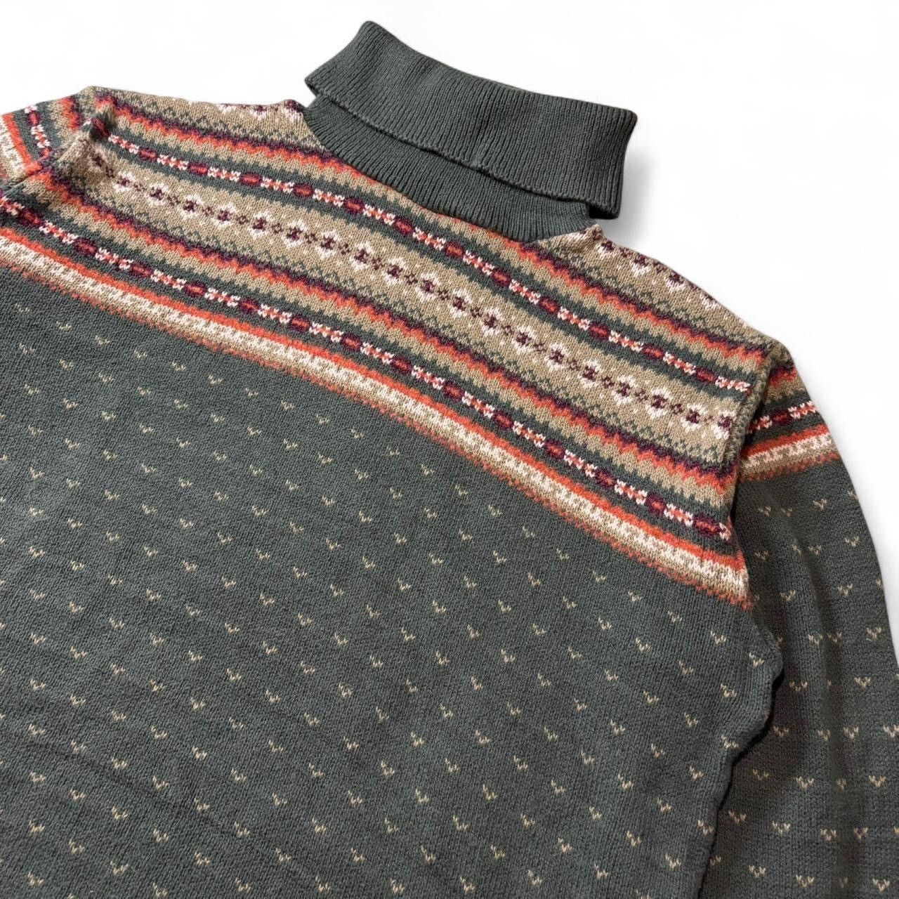 Eddie Bauer Vintage Eddie Bauer Patterned Green Boxy Turtleneck Sweater Size US S / EU 44-46 / 1 - 2 Thumbnail