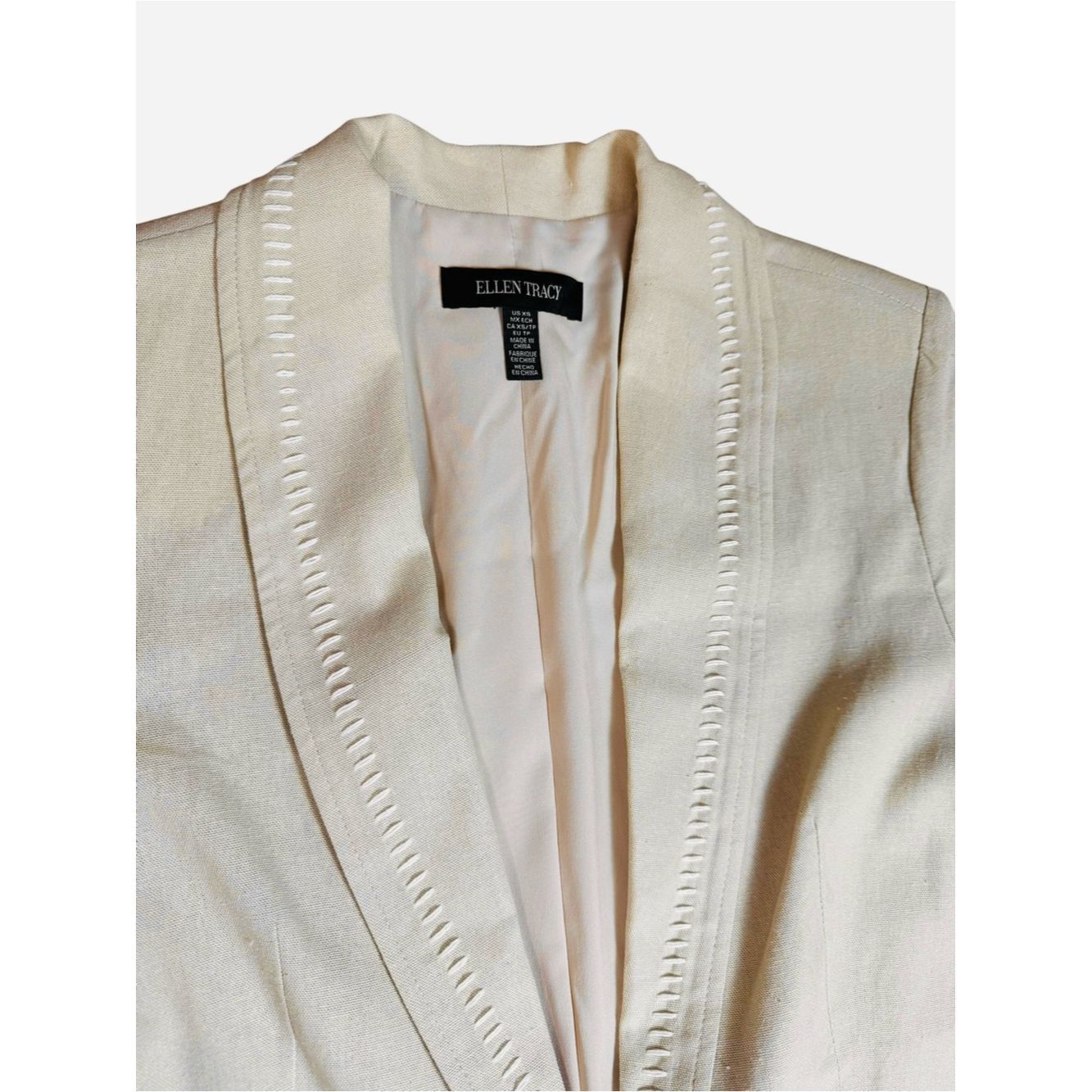 Ellen Tracy NWT New $179 Ellen Tracy Tailored Linen-Blend Blazer Size X Size XS / US 0-2 / IT 36-38 - 4 Thumbnail