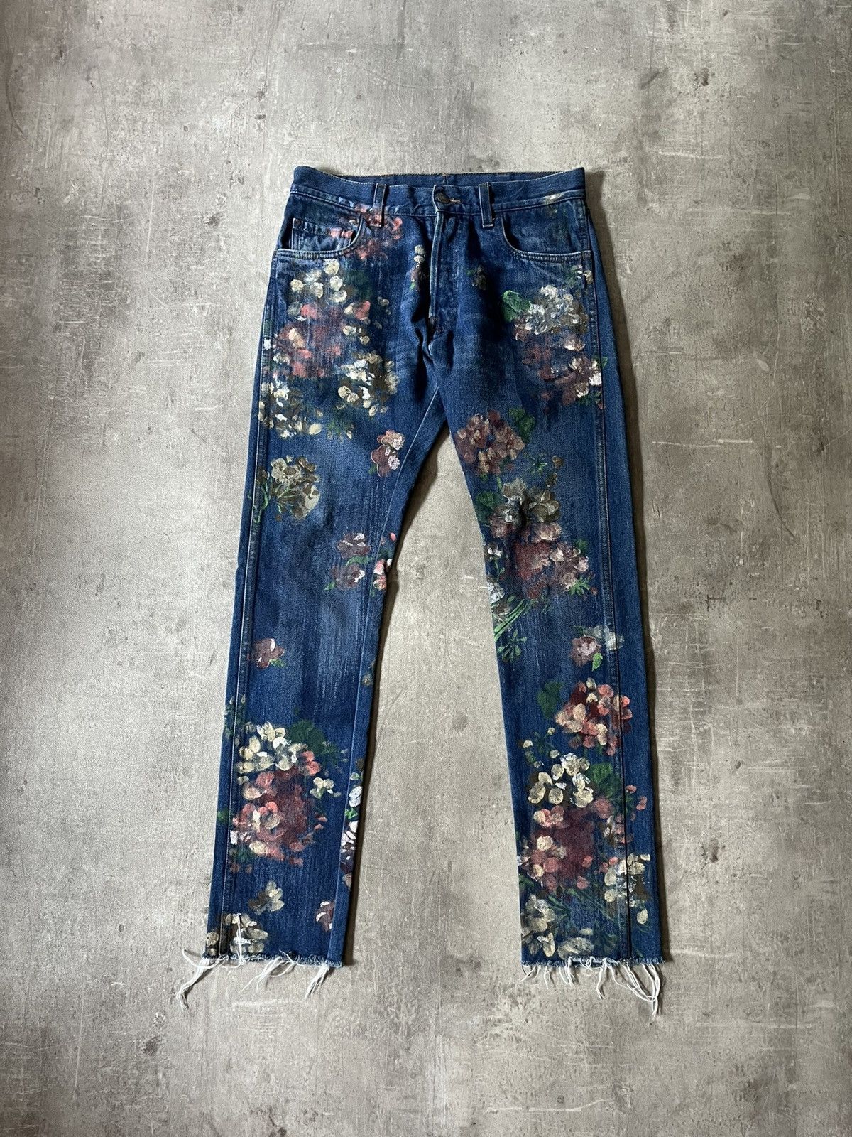 Gucci Gucci Floral hand Painted flower Jeans Asap Rocky | Grailed