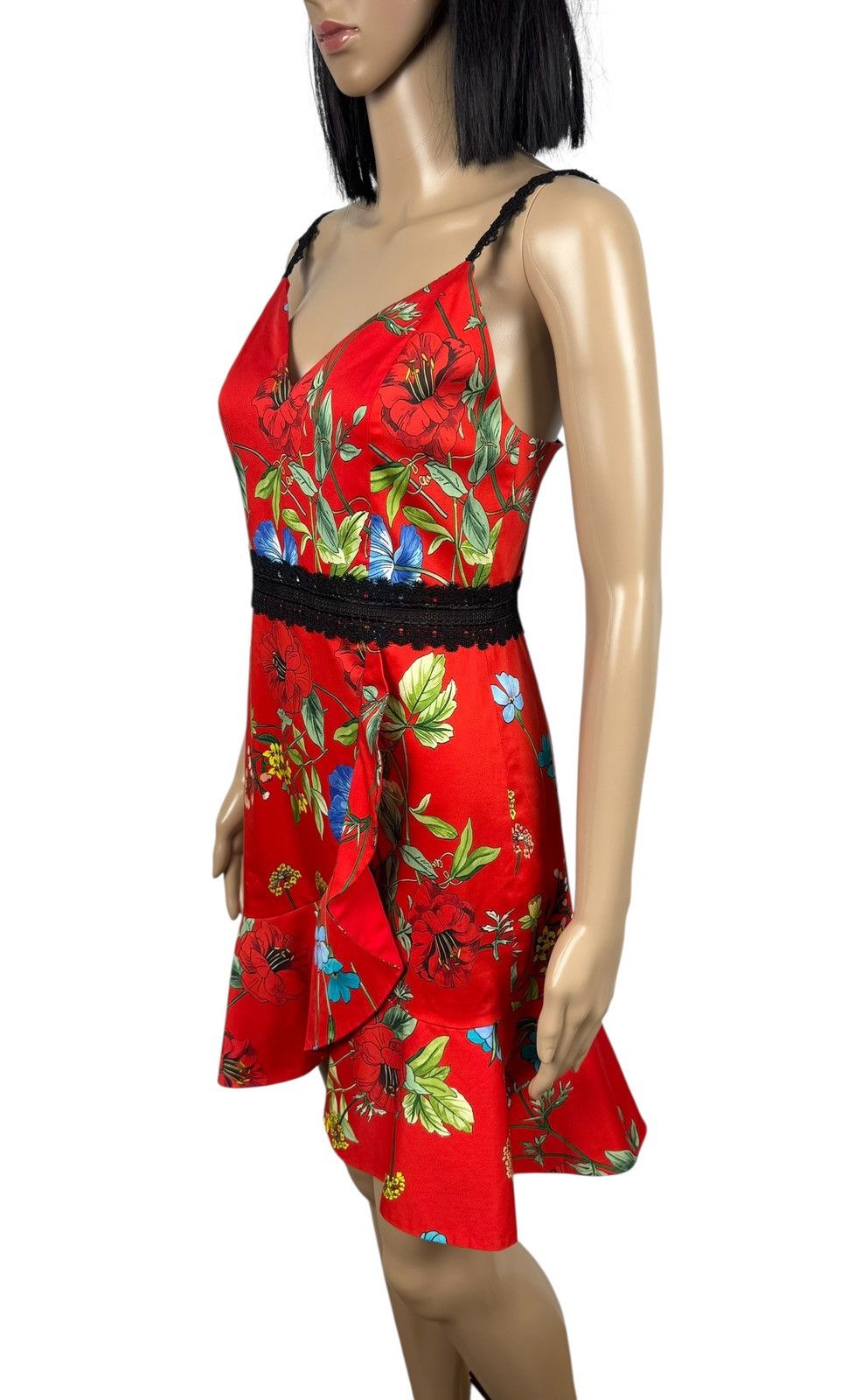 Alice + Olivia Alice + Olivia Kirby Lace-Trim Ruffled Floral Dress Cotton Size S / US 4 / IT 40 - 7 Thumbnail