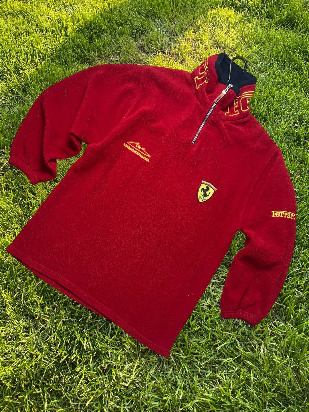 image of Vintage Ferrari Fleece Sweatshirt Schumacher Size S in Red, Men's