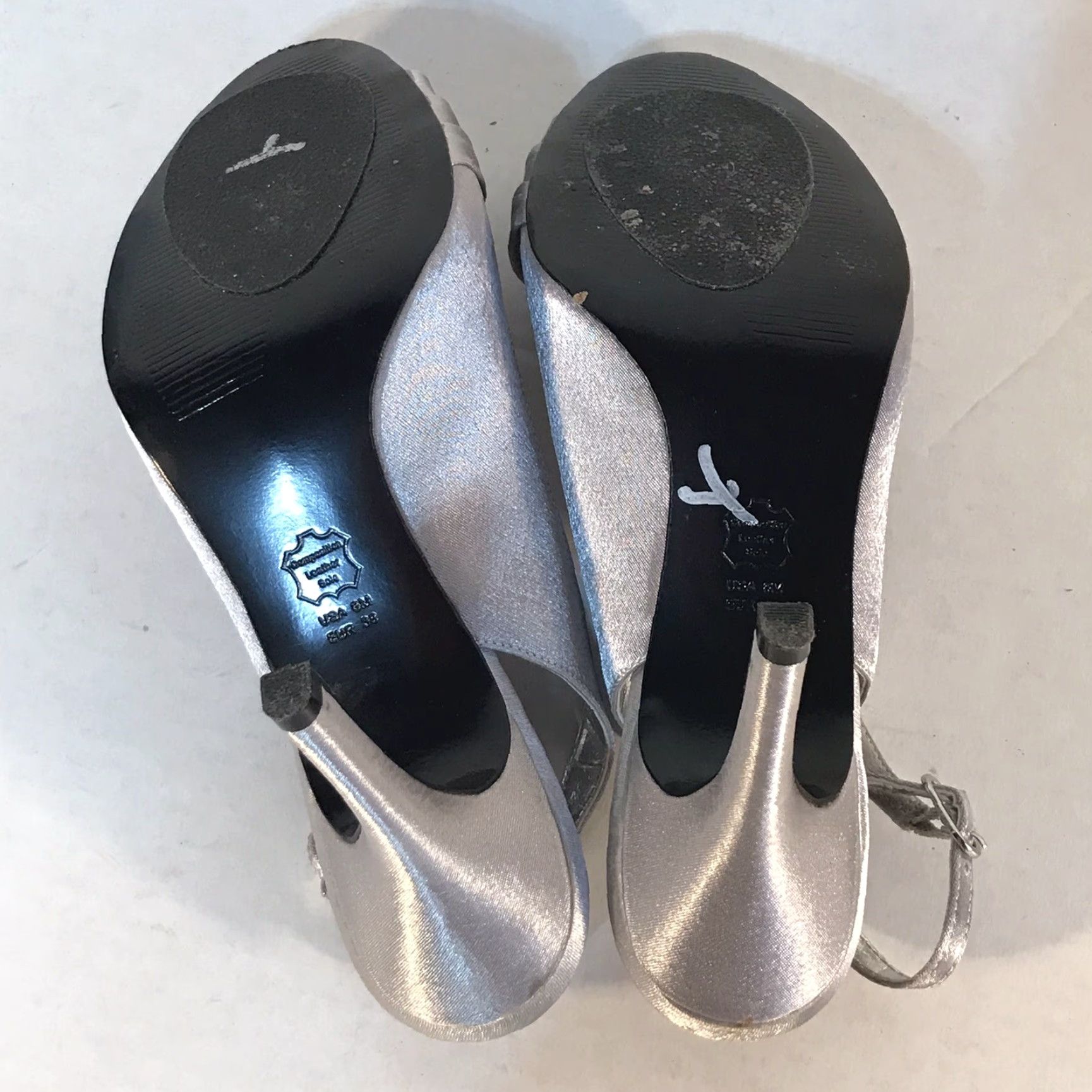 Vintage Lulu Townsend Silver Heel Pumps Womens Size 8M Slingback Rhinestone Bow Party Wedding Size US 8 / IT 38 - 5 Thumbnail