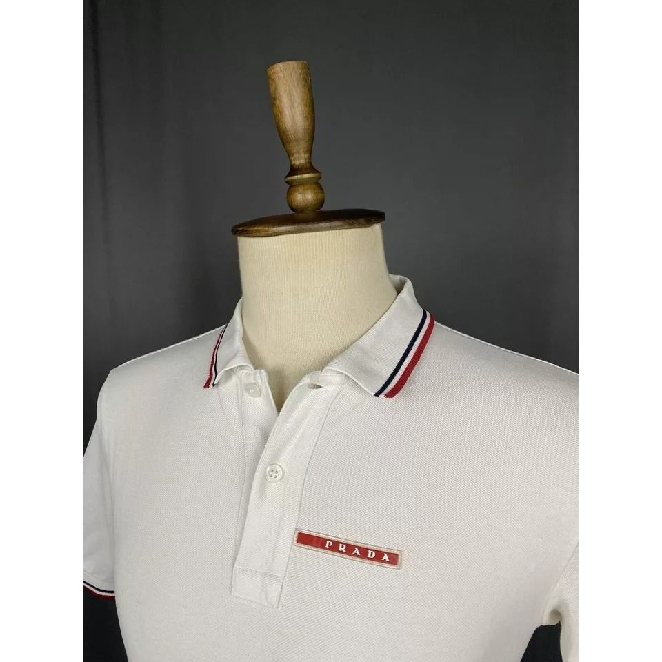 Prada Prada Red Tab Luxury Men's White Polo T-Shirt Size L Size US L / EU 52-54 / 3 - 4 Thumbnail