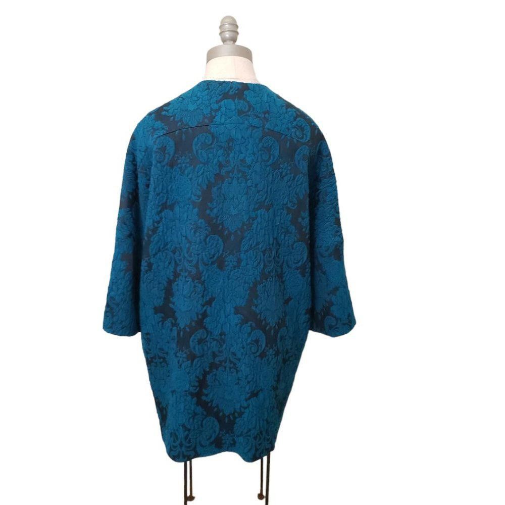 Designer CT424 Helene Berman London Teal & Black Tapestry Blazer M Size S / US 4 / IT 40 - 4 Thumbnail