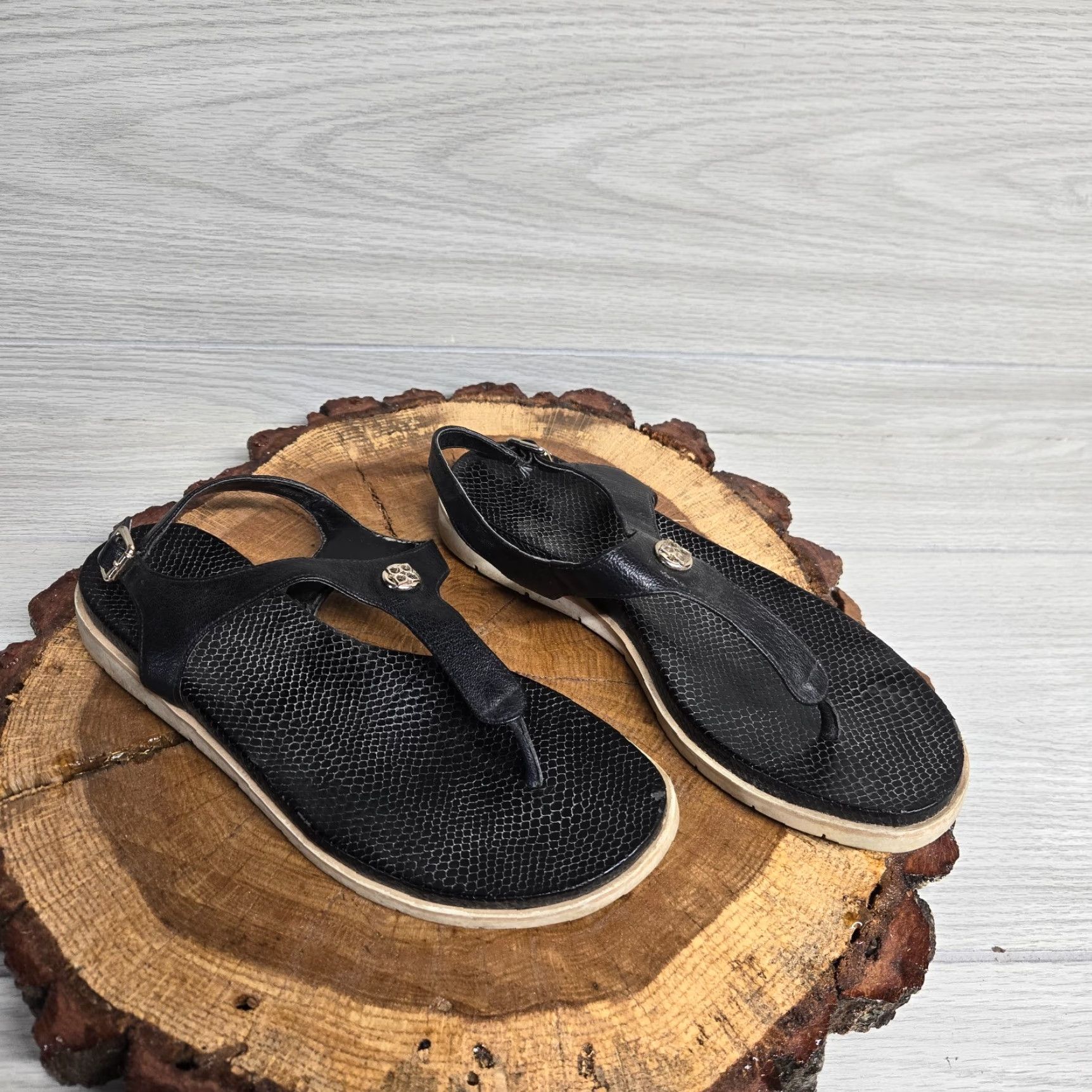 Vintage Kelly & Katie Black Sandals Flats Slip On Adult Women's Size 9M Size US 9 / IT 39 - 2 Thumbnail