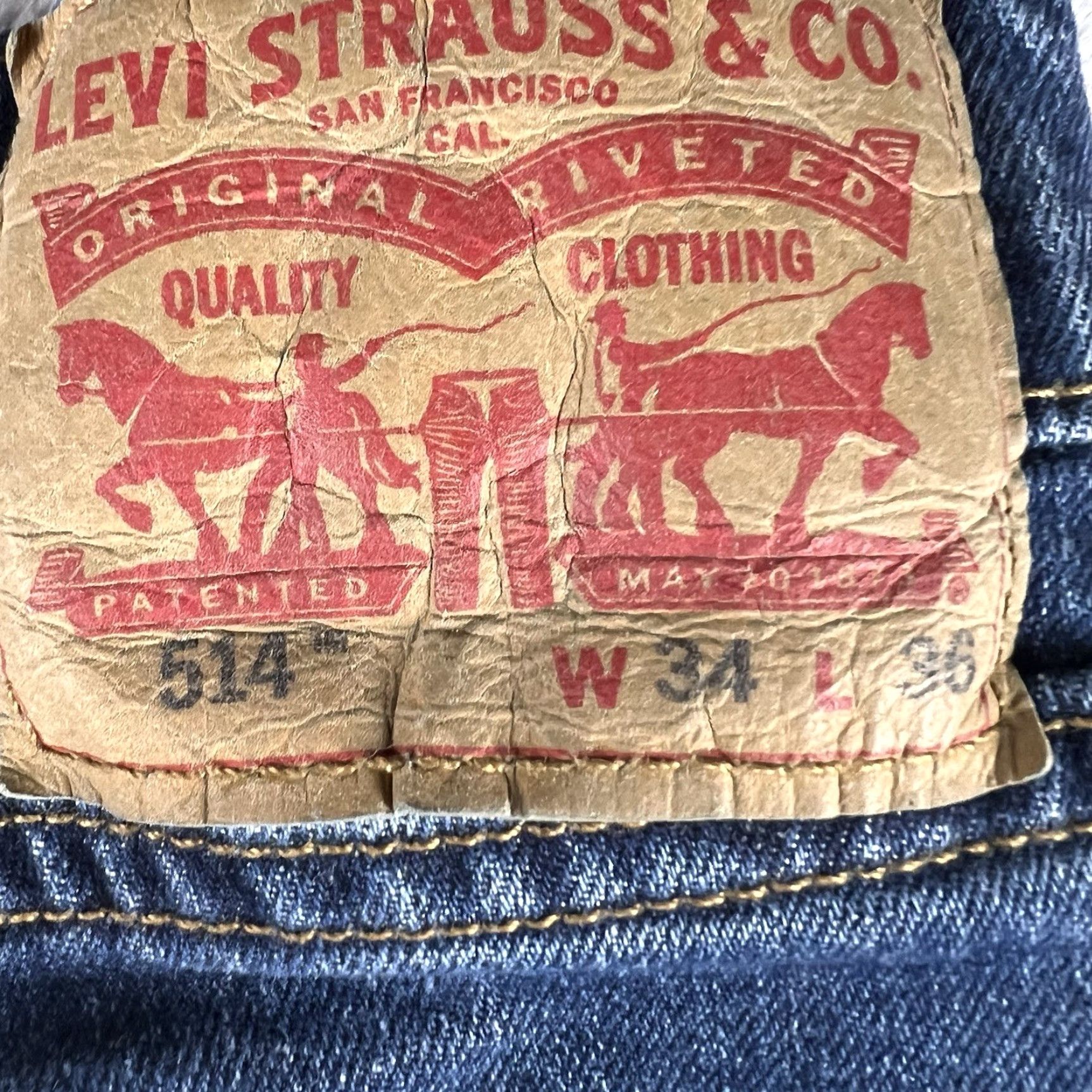 Levi's Levi's 514 Jeans Mens 34x36 Blue Dark Wash Denim Straight Regular 5-Pocket Logo USA Jeans Size US 34 / EU 50 - 6 Thumbnail