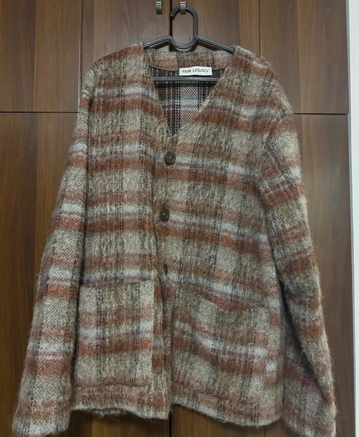 Our Legacy our legacyBrown plaid horsehair cardigan 2503-Nextarrow Size US M / EU 48-50 / 2 - 1 Thumbnail