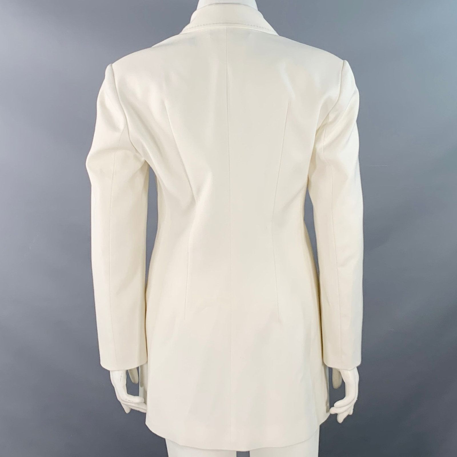 ROTATE White Polyester Wool Double Breasted Notch Lapel Jacket Size L / US 10 / IT 46 - 4 Thumbnail