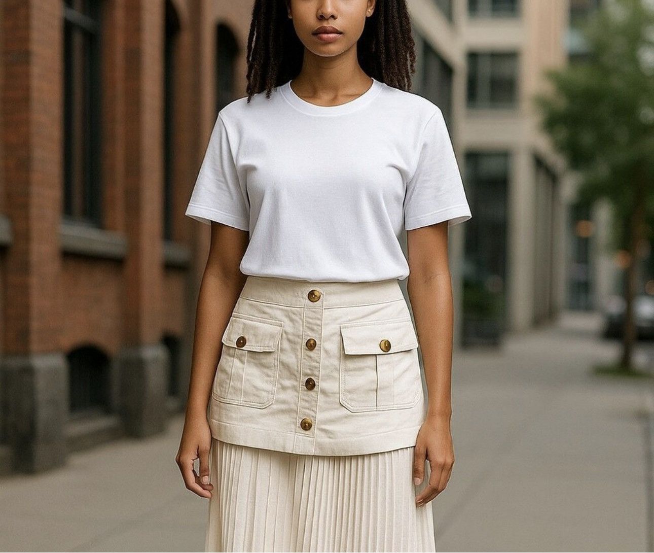 Other Patchwork Asymmetrical Pleated Buttoned Midi Skirt Size 28" / US 6 / IT 42 - 4 Thumbnail