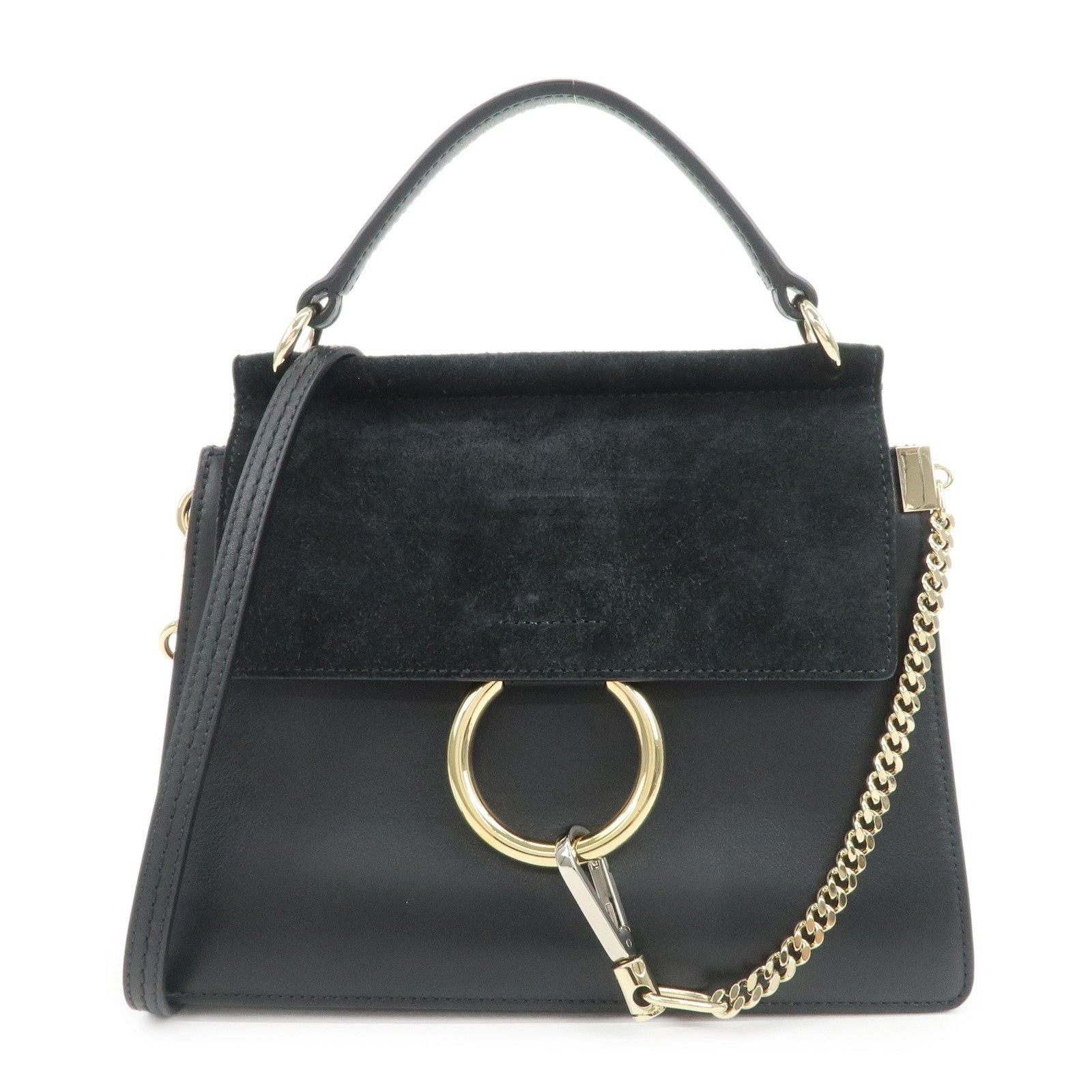 Chloe Chloe Faye Suede & Leather Top Handle Bag Black Size ONE SIZE - 1 Thumbnail