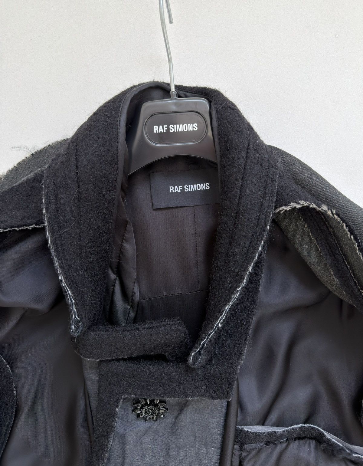 Raf Simons S/S 19 Black ‘Big Lining Coat With Wool Sleeves’ Size US M / EU 48-50 / 2 - 4 Thumbnail