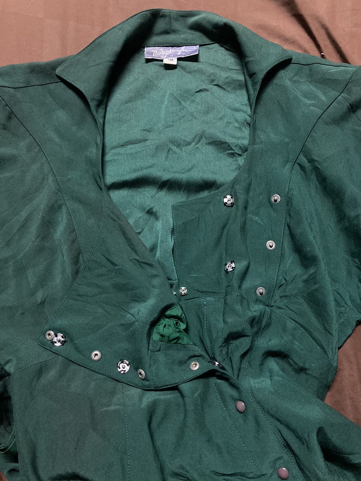 Thierry Mugler Vintage 90s Thierry Mugler Snap Button Green Dress Size S / US 4 / IT 40 - 6 Thumbnail