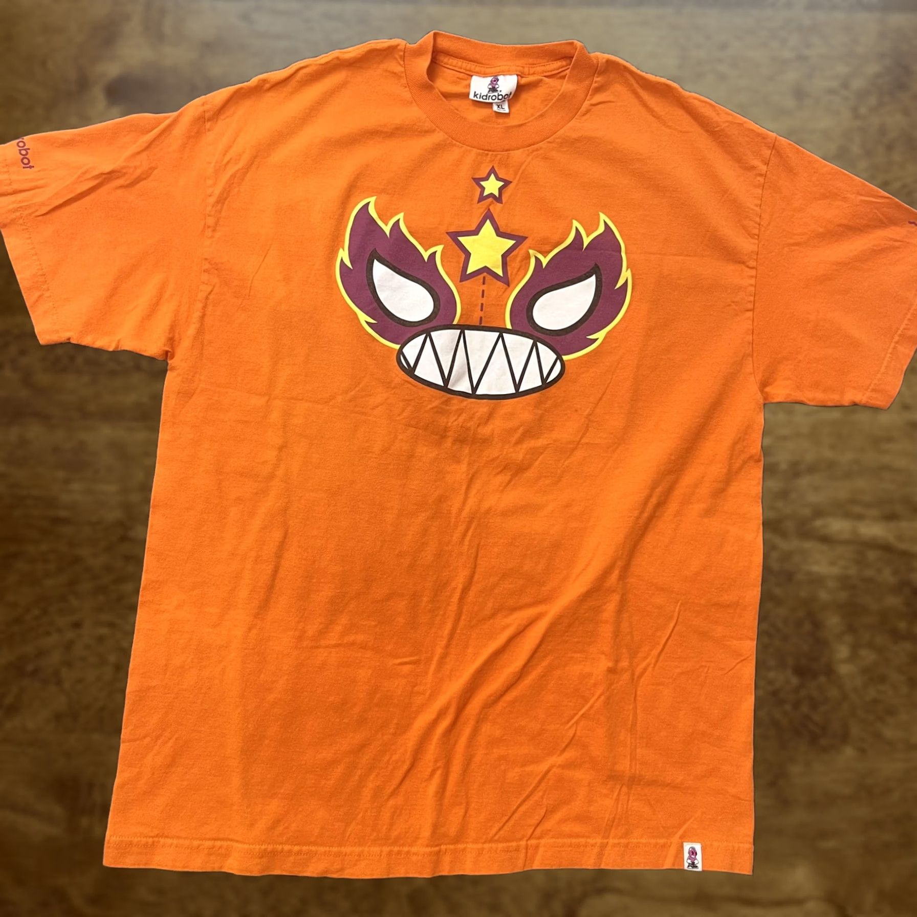 Vintage Kidrobot Shirt Mens XL Orange Flame Face Star Graphic Logo Tee T-Shirt Size US XL / EU 56 / 4 - 1 Thumbnail