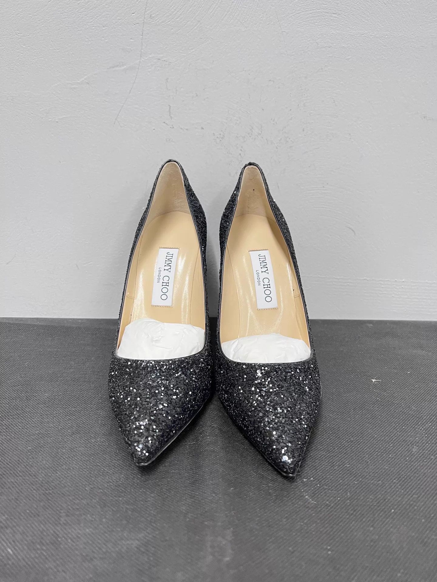 Jimmy Choo Jimmy Choo Black Sequined Stiletto Heels 38 NIB Size US 7.5 / IT 37.5 - 2 Thumbnail