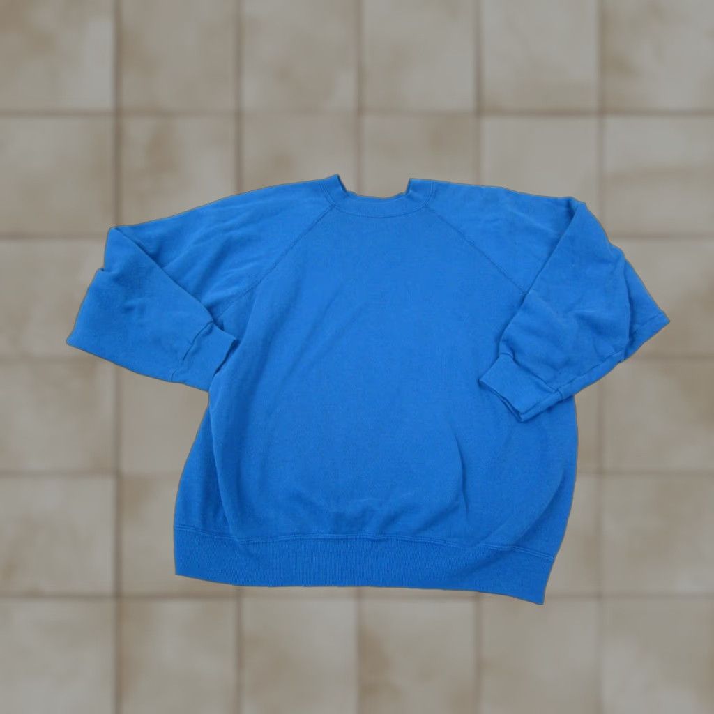 Tultex VINTAGE Tultex Sweatshirt Womens L Blue Crew Neck Pullover Raglan Sleeve Fleece Acrylic Cotton 70s 90s Modern Made in USA Mens Womens Girls Boys Size L / US 10 / IT 46 - 1 Thumbnail