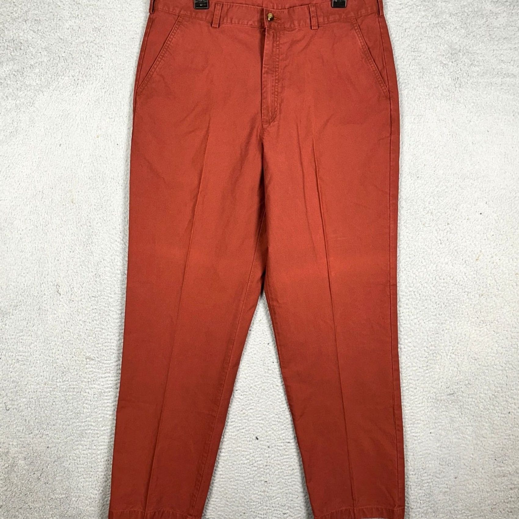 Vintage L.L. Bean Pants Mens 37X34 Rust Orange Chino Khakis Straight Pocket Casual Shirt? Size US 37 - 2 Thumbnail